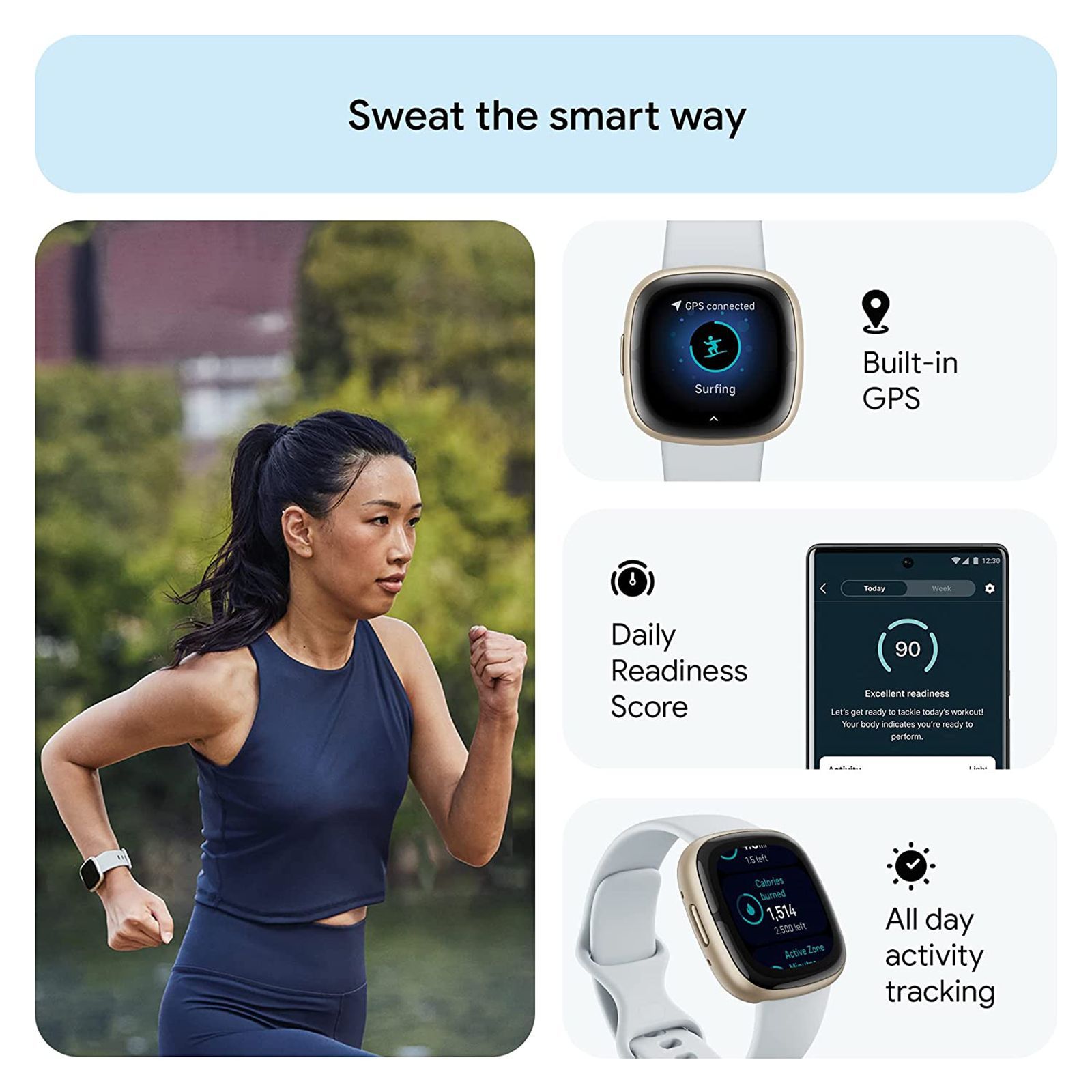 fitbit Sense 2 Smartwatch with Stress Management (1.58 Inch Always-On AMOLED Display, Water Resistant, Blue Mist Strap)_8