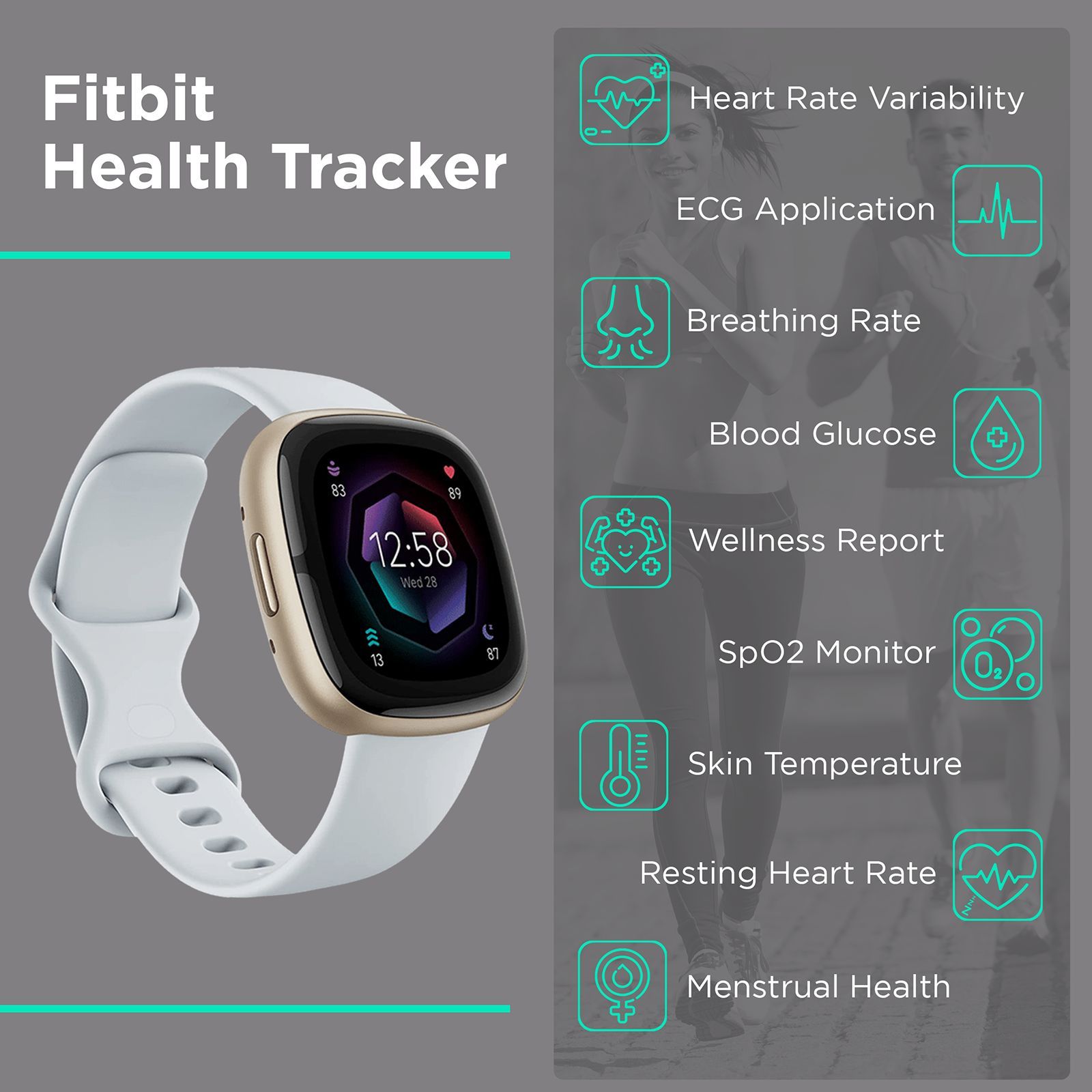 fitbit Sense 2 Smartwatch with Stress Management (1.58 Inch Always-On AMOLED Display, Water Resistant, Blue Mist Strap)_5