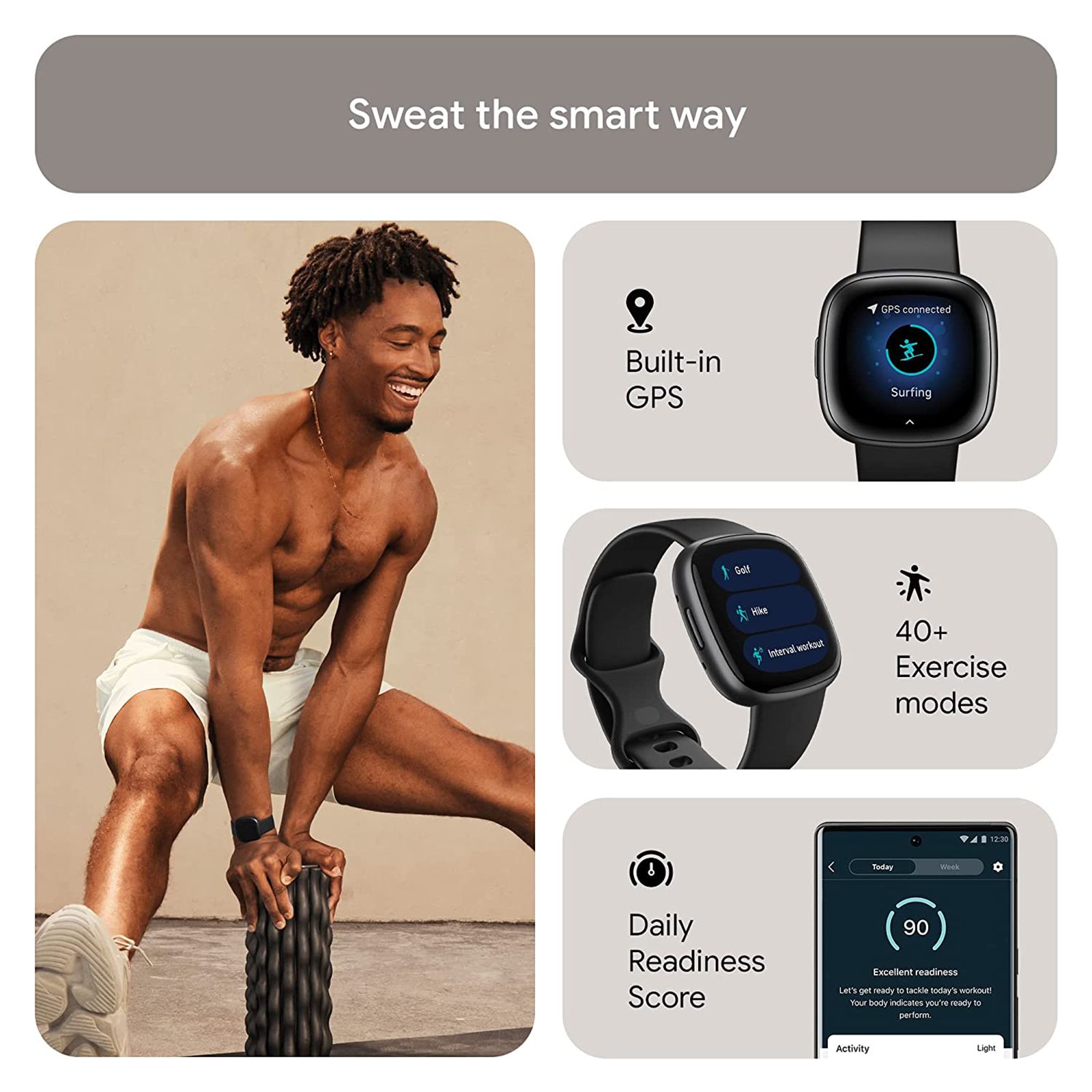 fitbit Versa 4 Smartwatch with Sleep Tools (1.58 Inch Always-On AMOLED Display, 50 Meter Water Resistant, Black Strap)_6