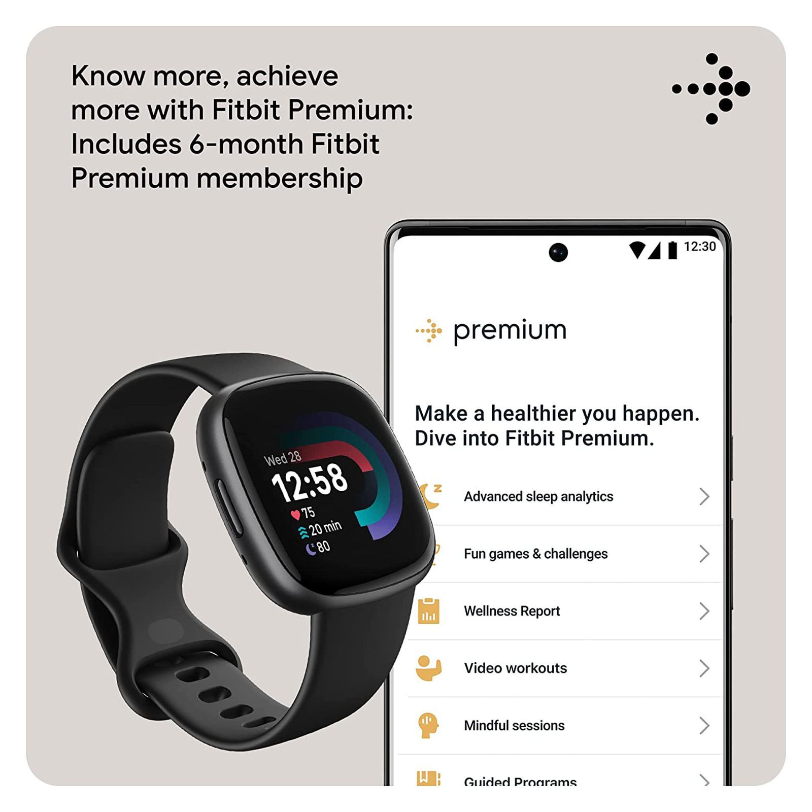 fitbit Versa 4 Smartwatch with Sleep Tools (1.58 Inch Always-On AMOLED Display, 50 Meter Water Resistant, Black Strap)_10