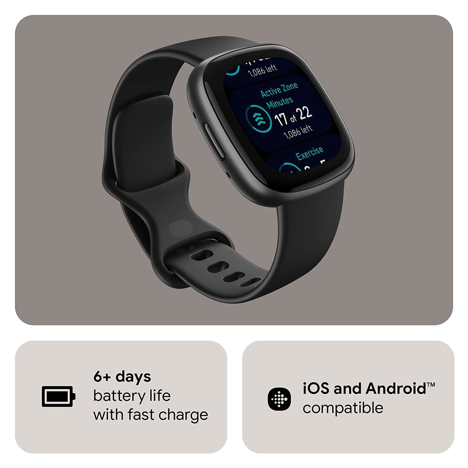 fitbit Versa 4 Smartwatch with Sleep Tools (1.58 Inch Always-On AMOLED Display, 50 Meter Water Resistant, Black Strap)_12
