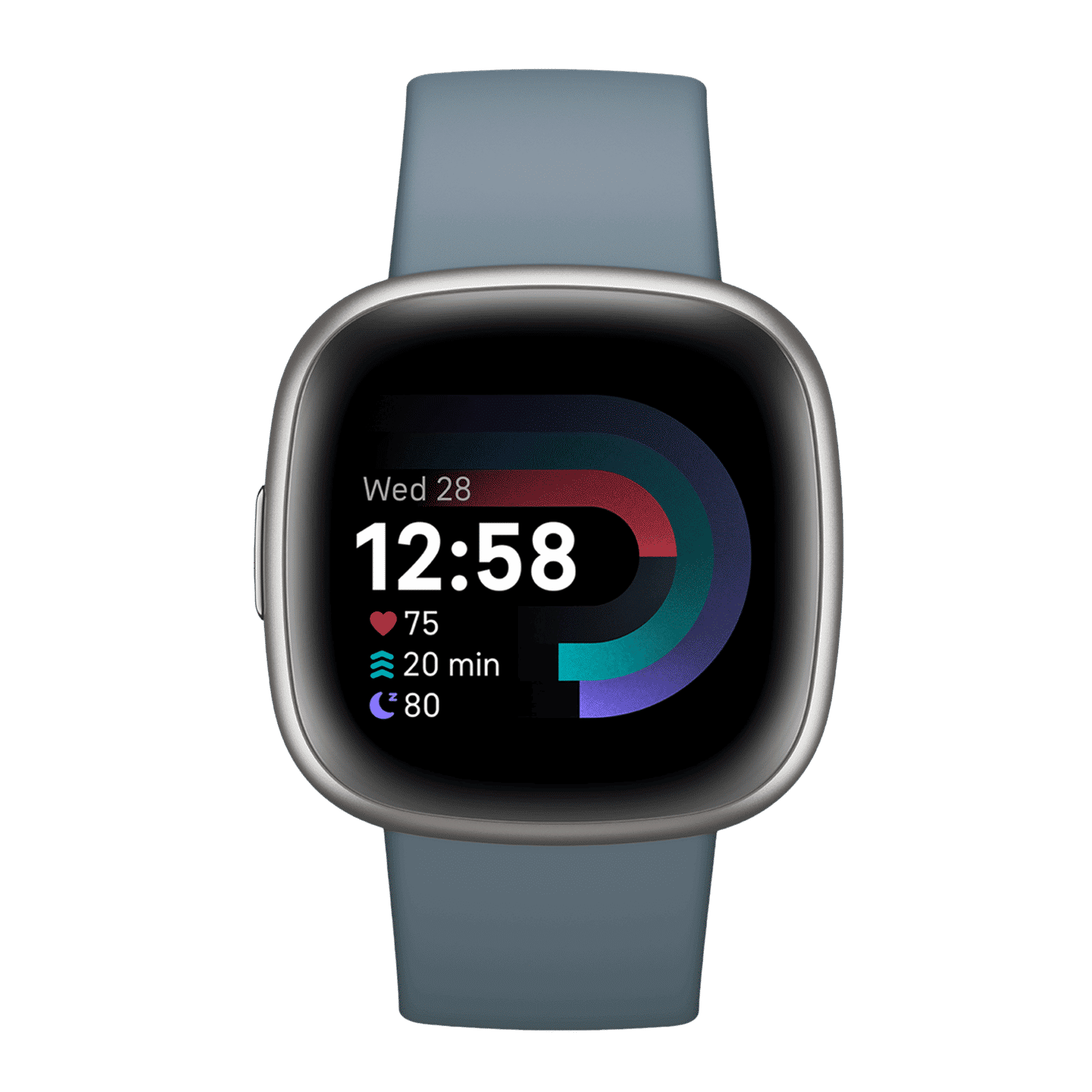 fitbit Versa 4 Smartwatch with Sleep Tools (1.58 Inch Always-On AMOLED Display, Water Resistant, Waterfall Blue Strap)_1