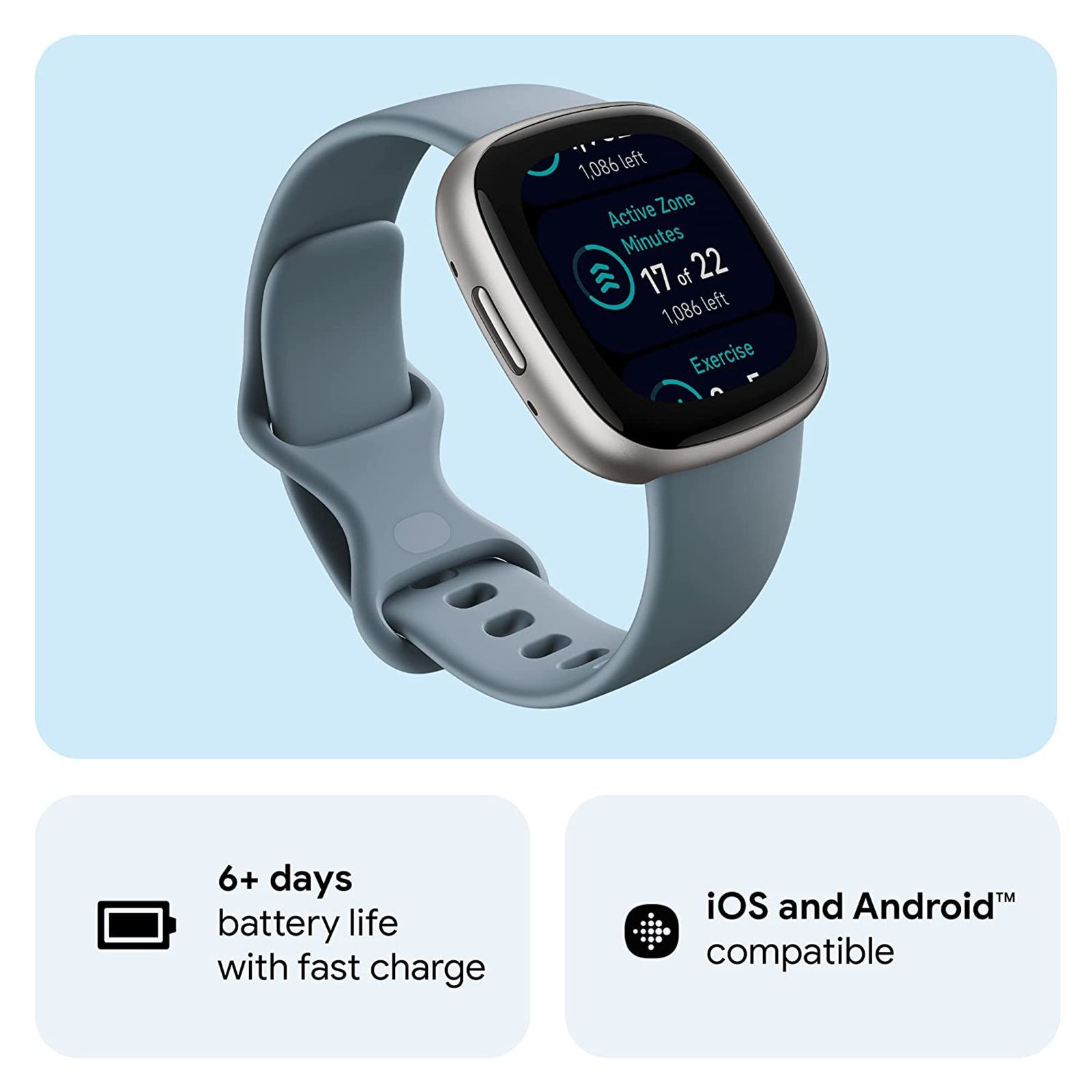 fitbit Versa 4 Smartwatch with Sleep Tools (1.58 Inch Always-On AMOLED Display, Water Resistant, Waterfall Blue Strap)_10