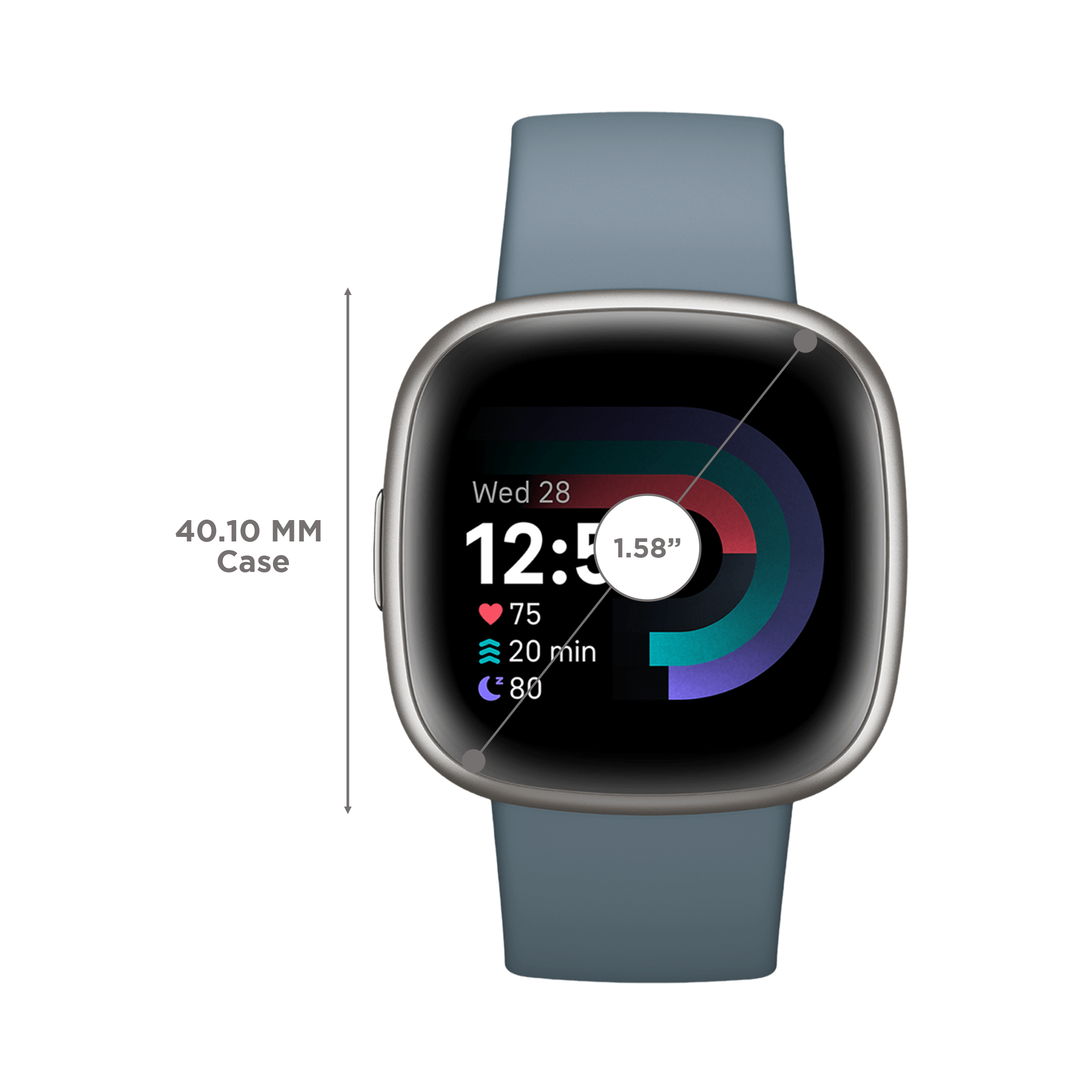 fitbit Versa 4 Smartwatch with Sleep Tools (1.58 Inch Always-On AMOLED Display, Water Resistant, Waterfall Blue Strap)_3