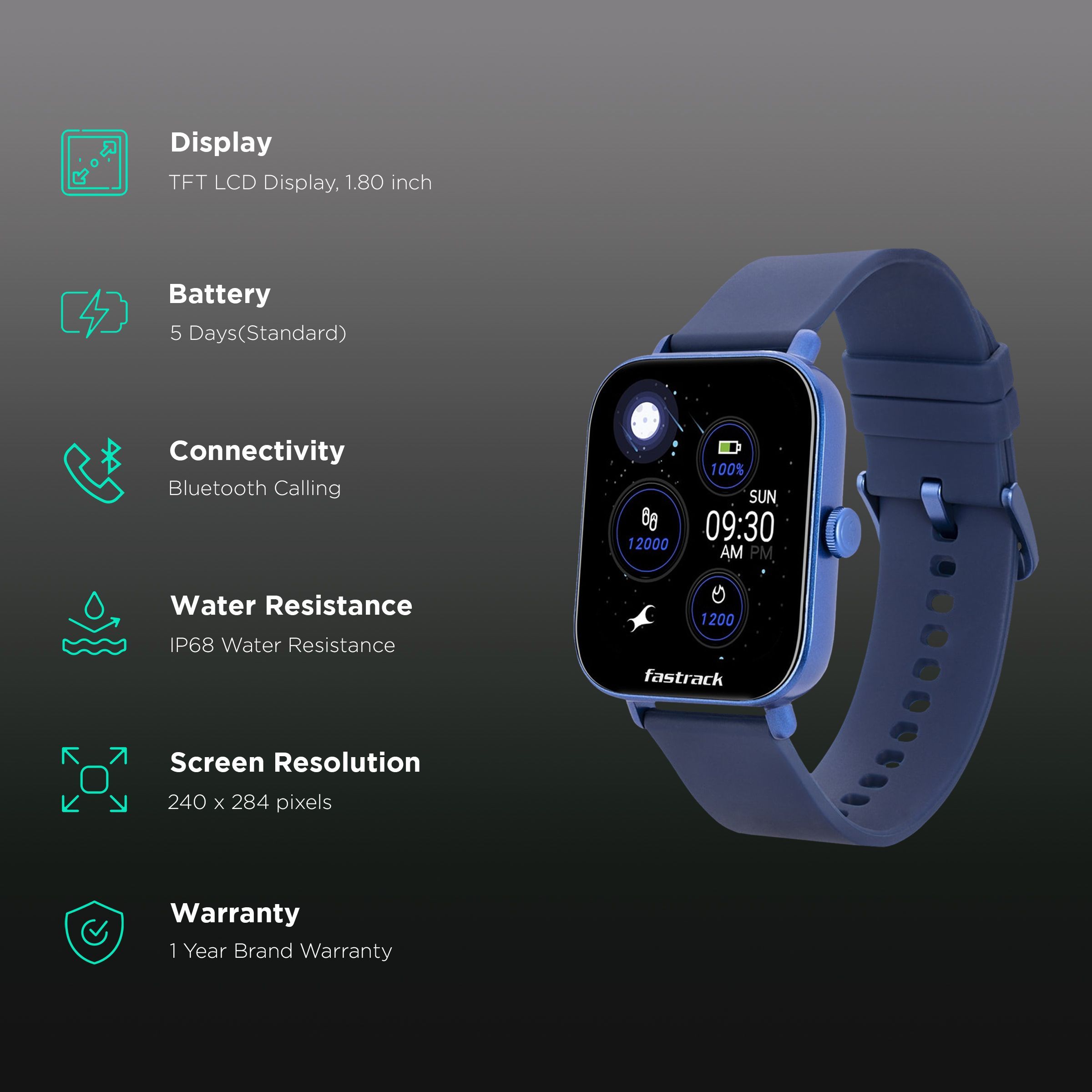 Fastrack Reflex VOX 2.0 Smartwatch with Bluetooth Calling (45mm TFT-LED Display, IP68 Water Resistant, Dark Blue Strap) Fastrack Reflex VOX 2.0 Smartwatch with Bluetooth Calling (45mm TFT-LED Display, IP68 Water Resistant, Dark Blue Strap)_2