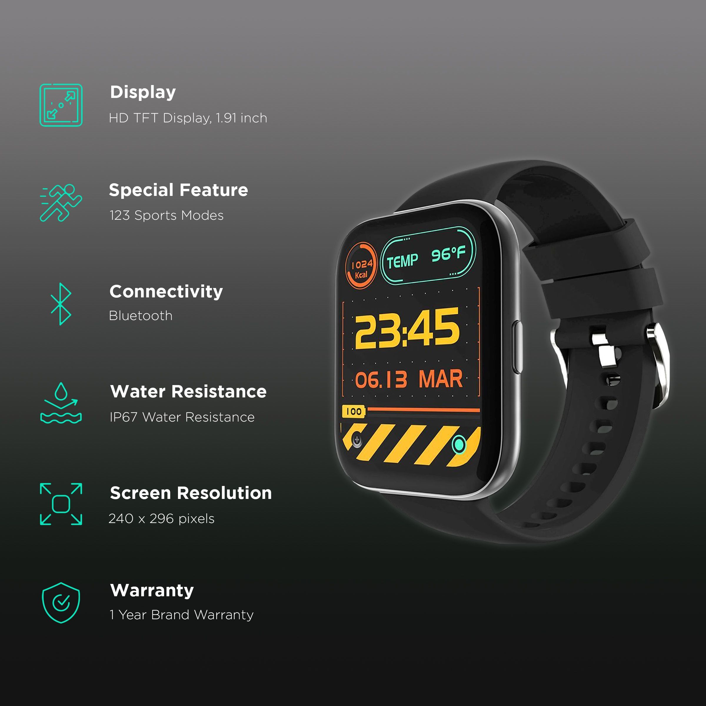 FIRE-BOLTT Celcius BSW059 Smartwatch with Activity Tracker (48.5mm Display, IP67 Water Resistant, Black Strap)_2