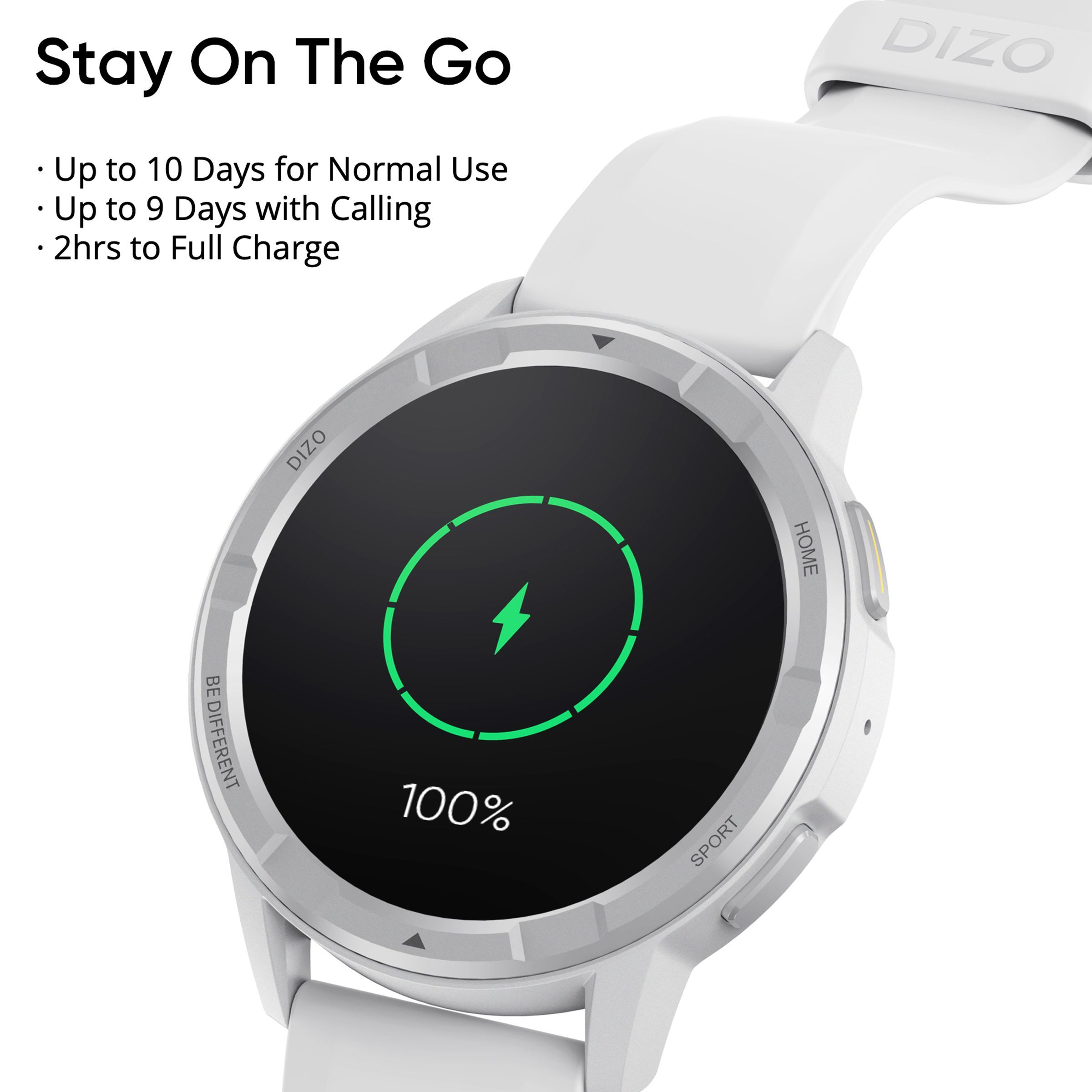 DIZO by realme TechLife Watch R Talk Go Smartwatch with Activity Tracker (35mm Display, Water Resistant, Silver White Strap)_9