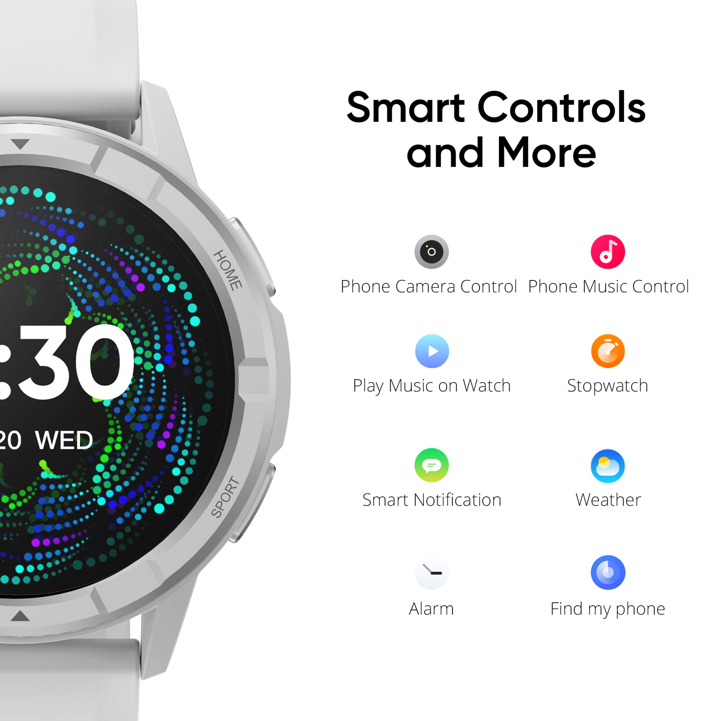 DIZO by realme TechLife Watch R Talk Go Smartwatch with Activity Tracker (35mm Display, Water Resistant, Silver White Strap)_11