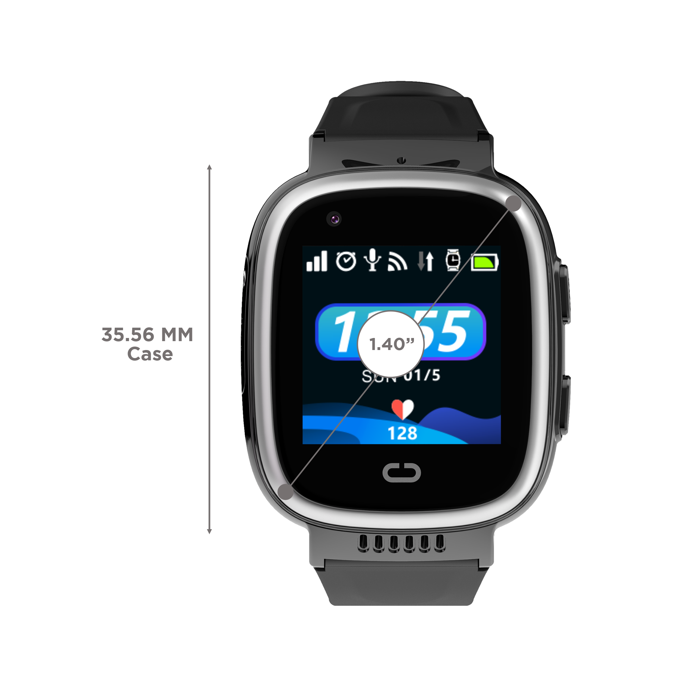 WATCHOUT Senior Pro Smartwatch with GPS (35mm Display, IP54 Splash Resistant, Black Strap)_2