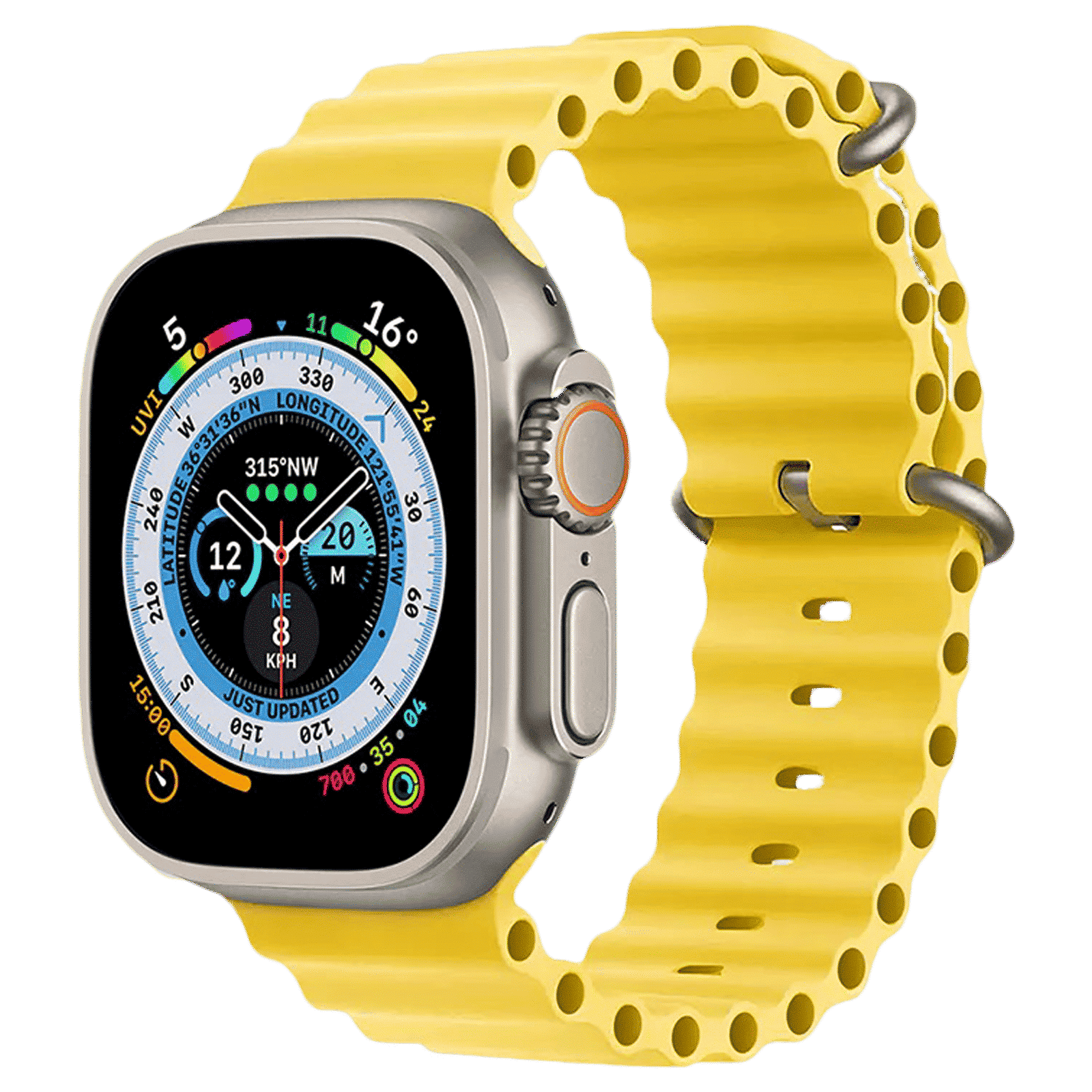 GRIPP Solo Silicon & Titanium Strap for Apple Watch Ultra 2, Ultra, Watch Series SE, 4, 5, 6, 7, 8, 9 & 10 (44mm / 45mm / 46mm / 49mm) (Water Resistant, Yellow)_3