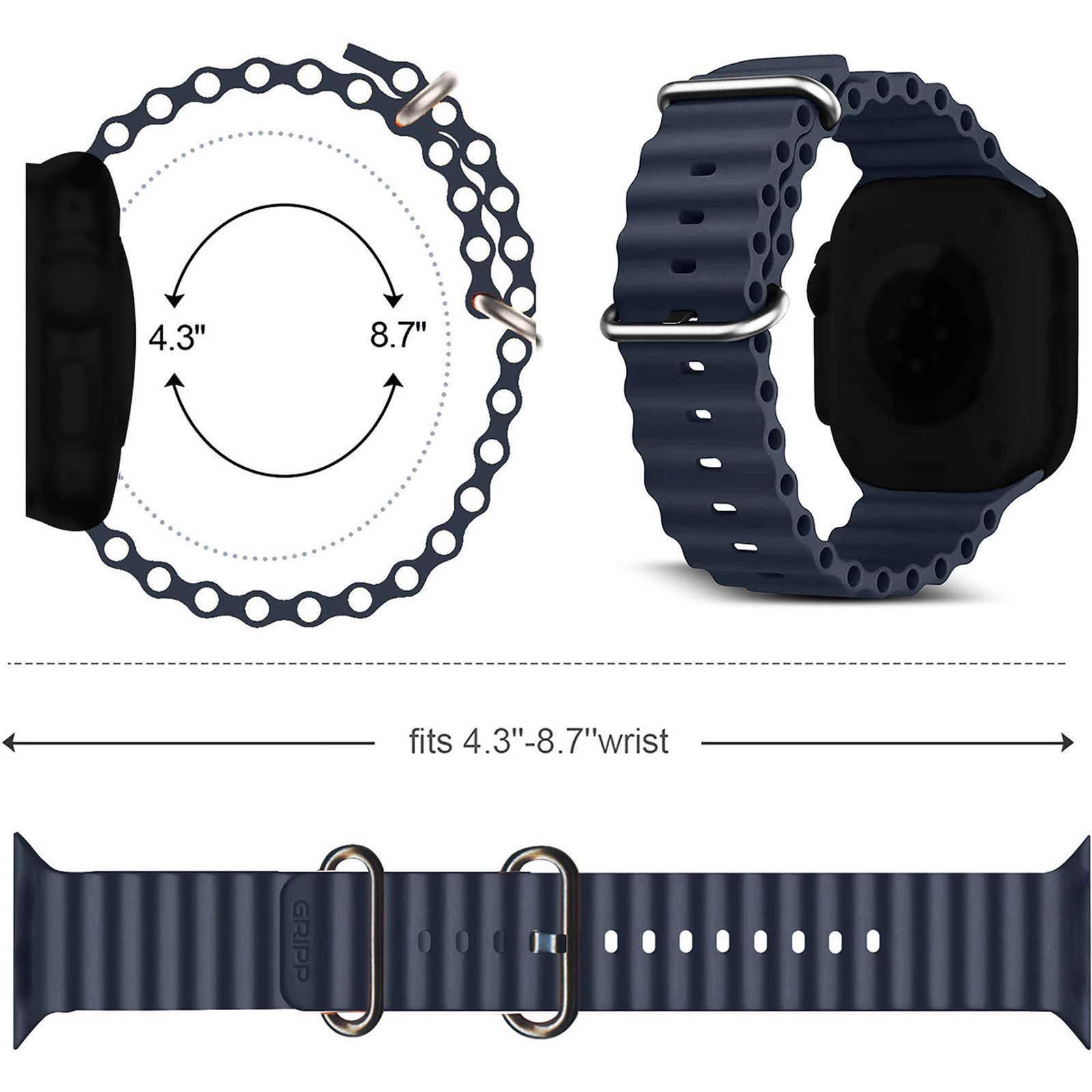 GRIPP Solo Silicon & Titanium Strap for Apple Watch Ultra 2, Ultra, Watch Series SE, 4, 5, 6, 7, 8, 9 & 10 (44mm / 45mm / 46mm / 49mm) (Water Resistant, Grey) GRIPP Solo Silicon & Titanium Strap for Apple Watch Ultra 2, Ultra, Watch Series SE, 4, 5, 6, 7, 8, 9 & 10 (44mm / 45mm / 46mm / 49mm) (Water Resistant, Grey)_8