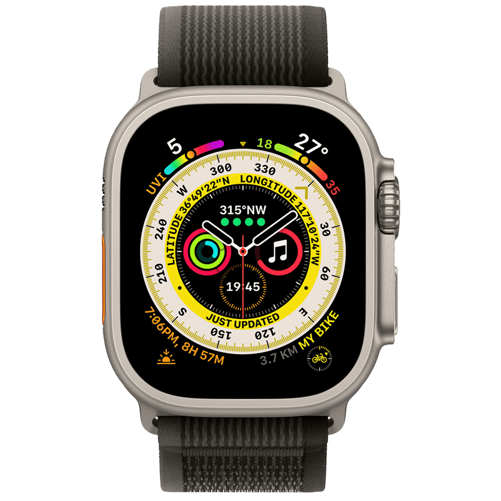 GRIPP Brut Nylon Strap for Apple Watch Ultra 2, Ultra, Watch Series SE, 4, 5, 6, 7, 8, 9 & 10 (44mm / 45mm / 46mm / 49mm) (Perfect Fit & Convenient, Grey & Black)_4