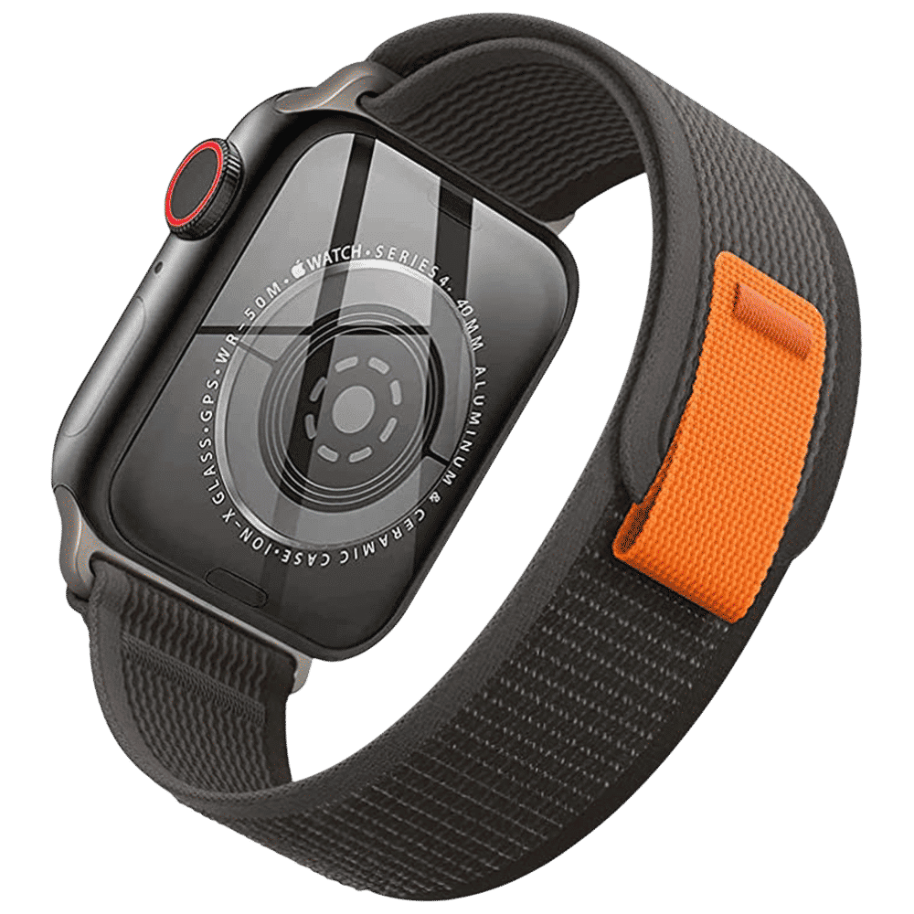 GRIPP Brut Nylon Strap for Apple Watch Ultra 2, Ultra, Watch Series SE, 4, 5, 6, 7, 8, 9 & 10 (44mm / 45mm / 46mm / 49mm) (Perfect Fit & Convenient, Grey & Black)_6