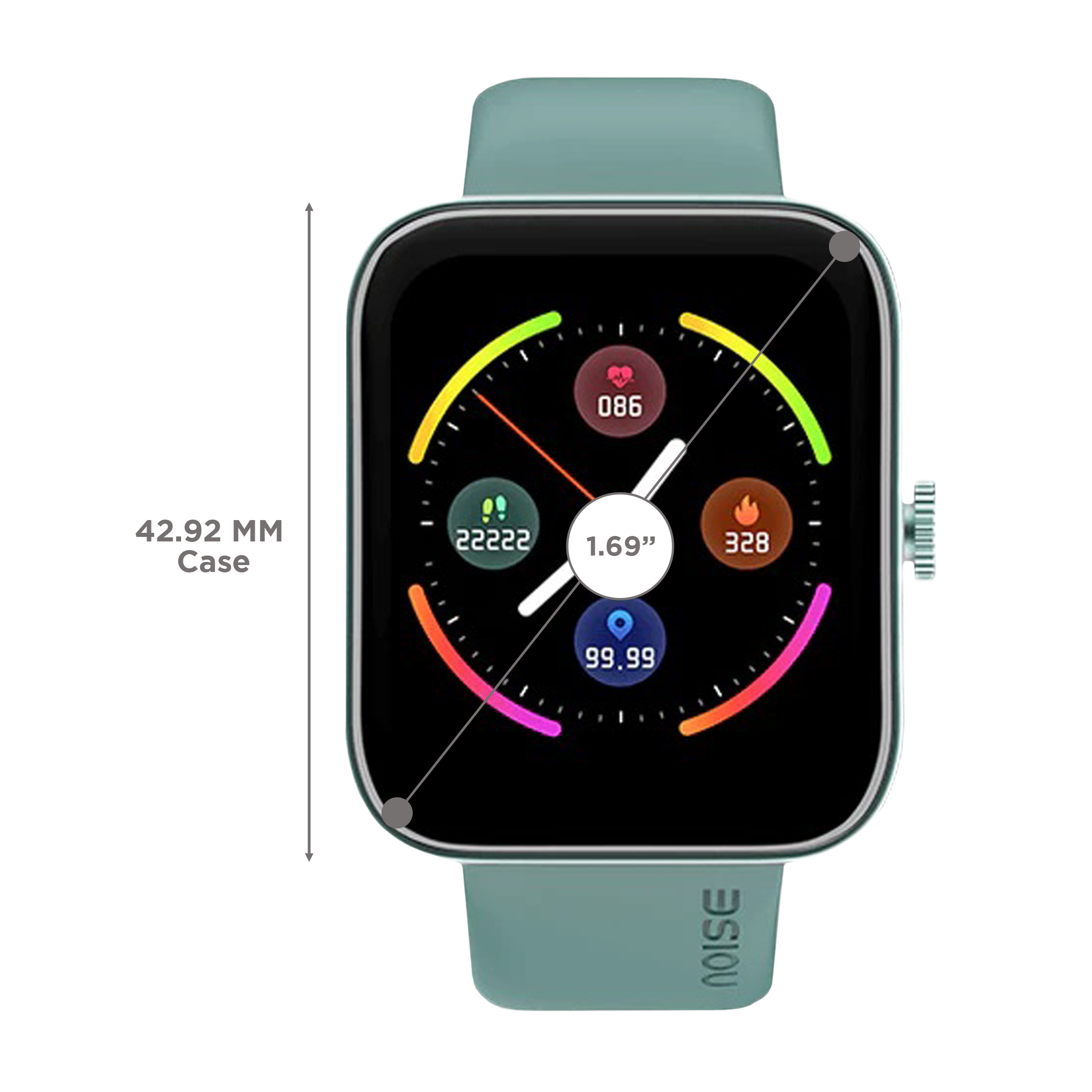 noise ColorFit Pulse Buzz Smartwatch with Bluetooth Calling (42.92mm TFT LCD Display, IP68 Waterproof, Olive Green Strap)_3