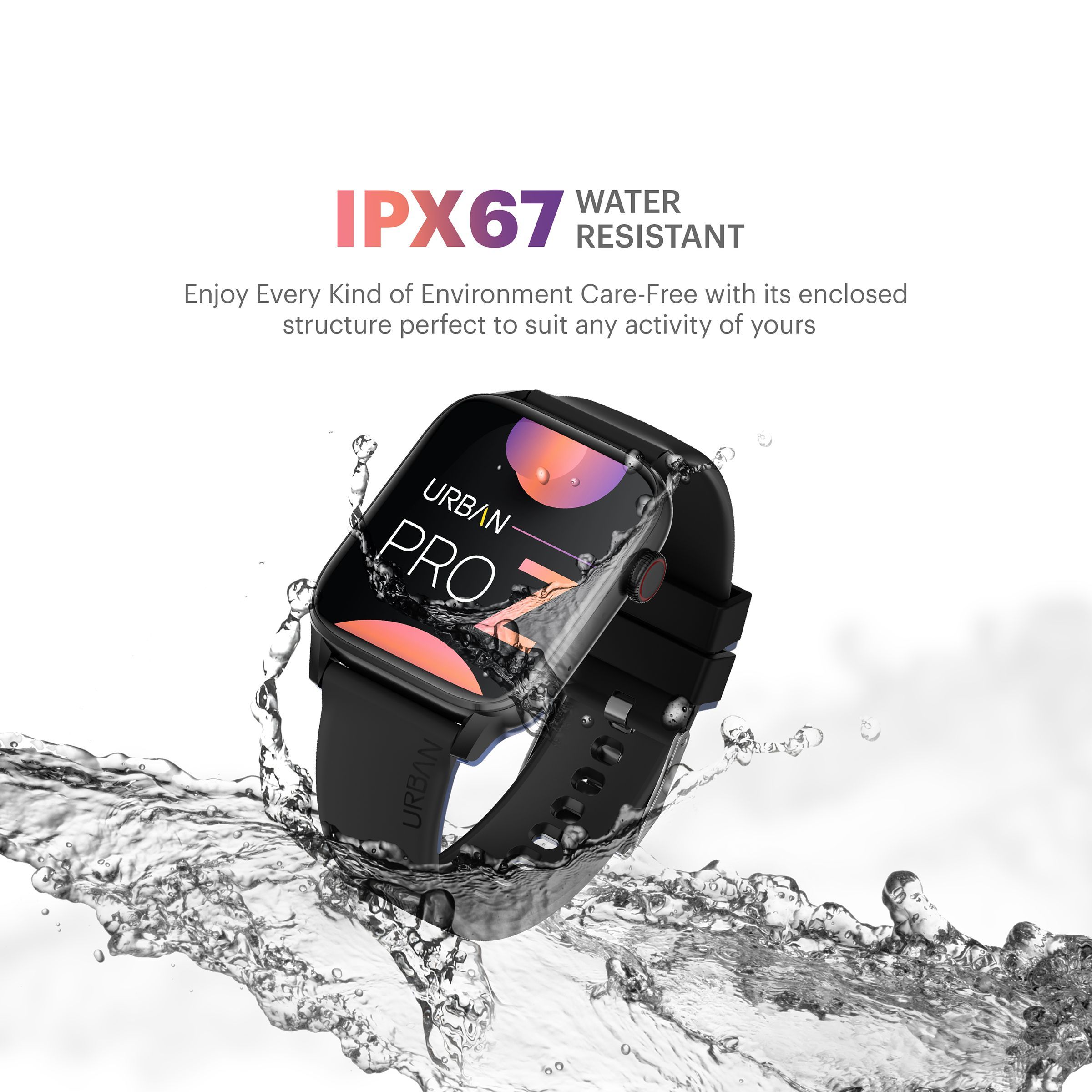 in base Urban Pro Z Smartwatch with Bluetooth Calling (46.9mm HD Display, IP67 Water Resistant, Black Strap)_7