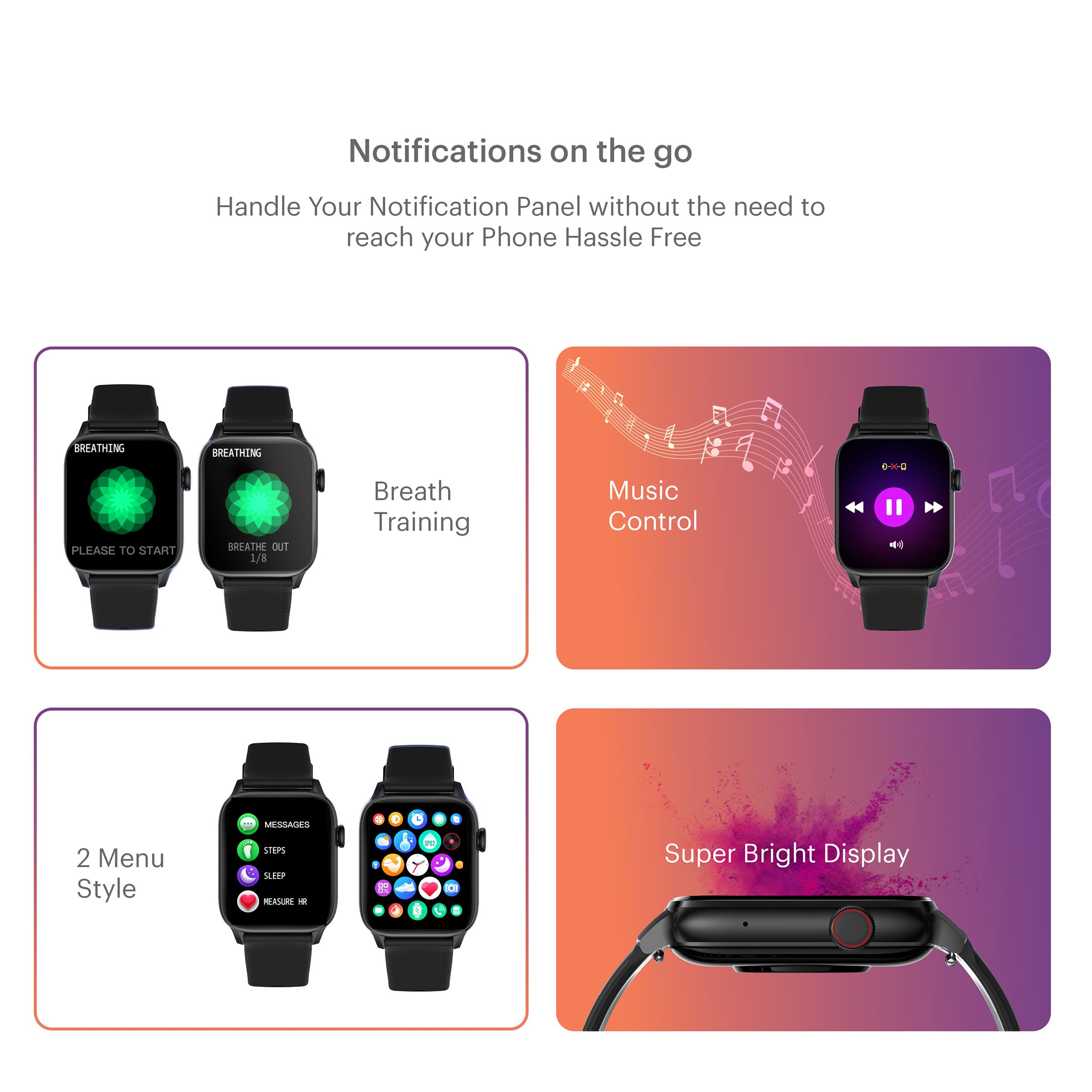 in base Urban Pro Z Smartwatch with Bluetooth Calling (46.9mm HD Display, IP67 Water Resistant, Black Strap)_11