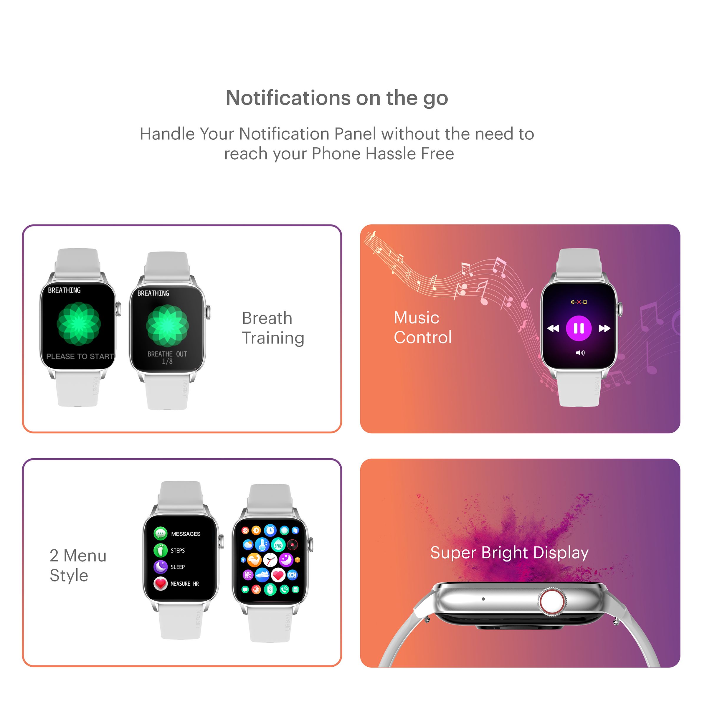 in base Urban Pro Z Smartwatch with Bluetooth Calling (46.9mm HD Display, IP67 Water Resistant, Grey Strap)_5