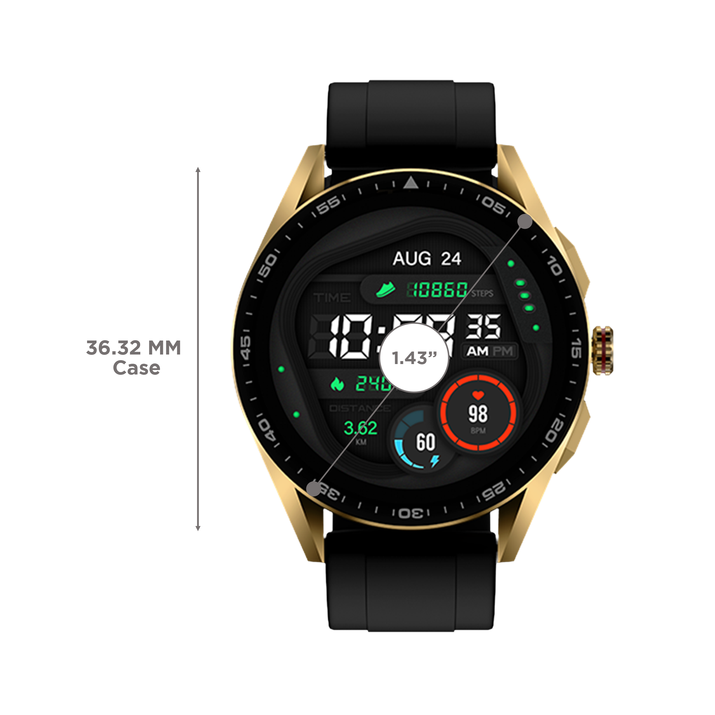 FIRE-BOLTT Invincible Plus Smartwatch with Bluetooth Calling (36.32mm AMOLED Display, IP67 Water Resistant, Black Strap)_3