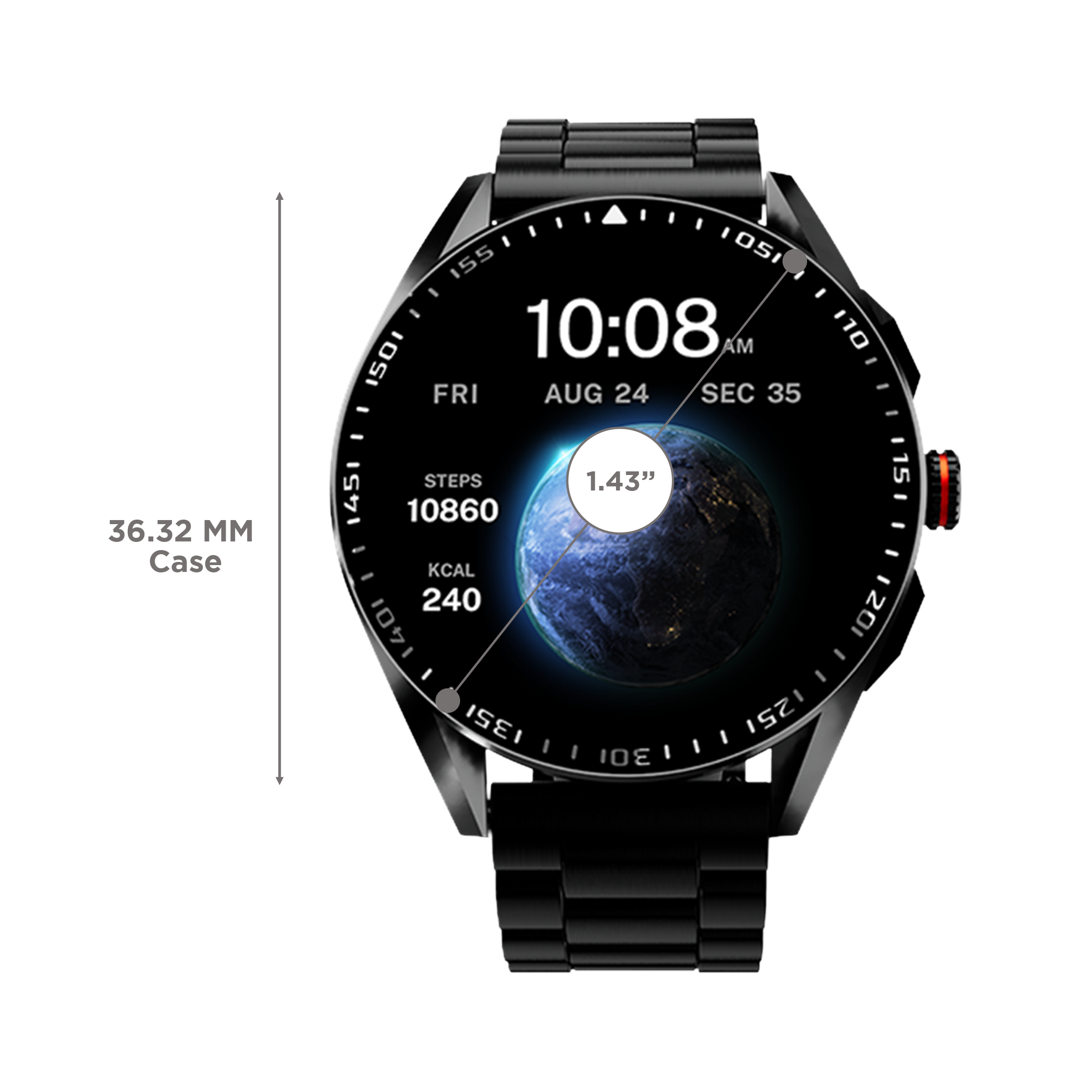 FIRE-BOLTT Invincible Plus Smartwatch with Bluetooth Calling (36.32mm AMOLED Display, IP67 Water Resistant, Black Strap)_3