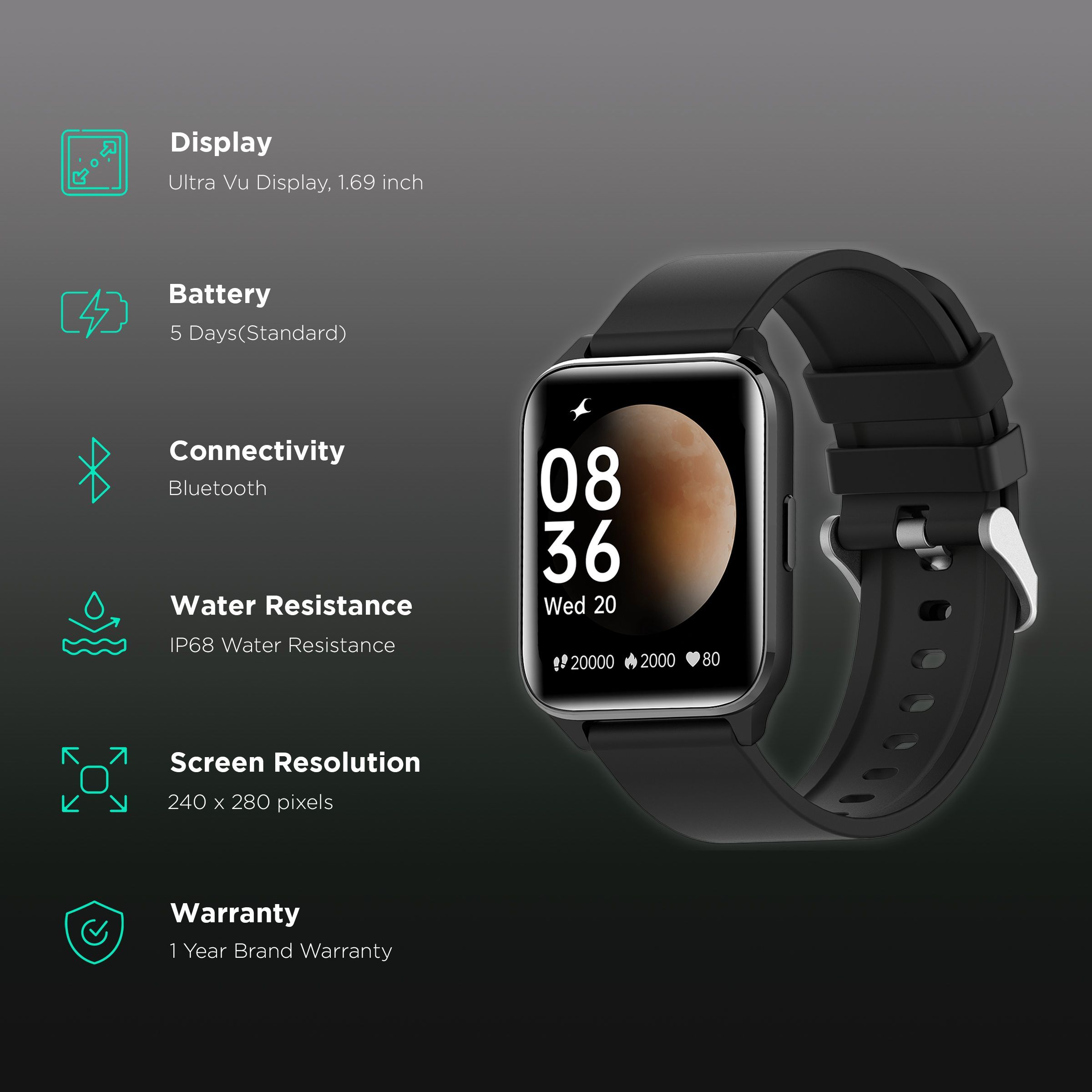 fastrack Reflex Volt Smartwatch with Activity Tracker (42.92mm UltraVU Display, IP68 Water Resistant, Black Strap) fastrack Reflex Volt Smartwatch with Activity Tracker (42.92mm UltraVU Display, IP68 Water Resistant, Black Strap)_2