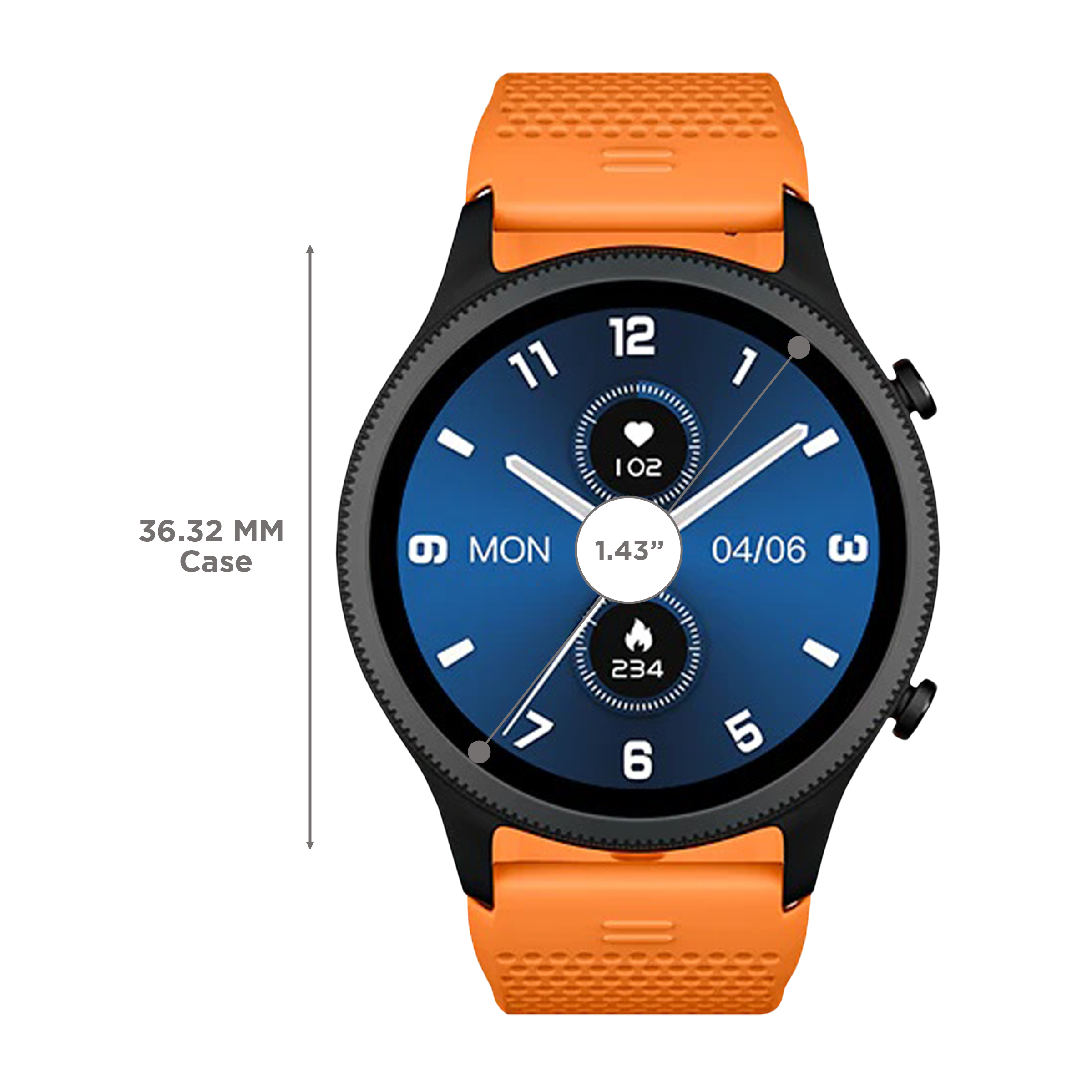 noise NoiseFit Halo Smartwatch with Bluetooth Calling (36mm AMOLED Display, IP68 Water Resistant, Fiery Orange Strap)_3