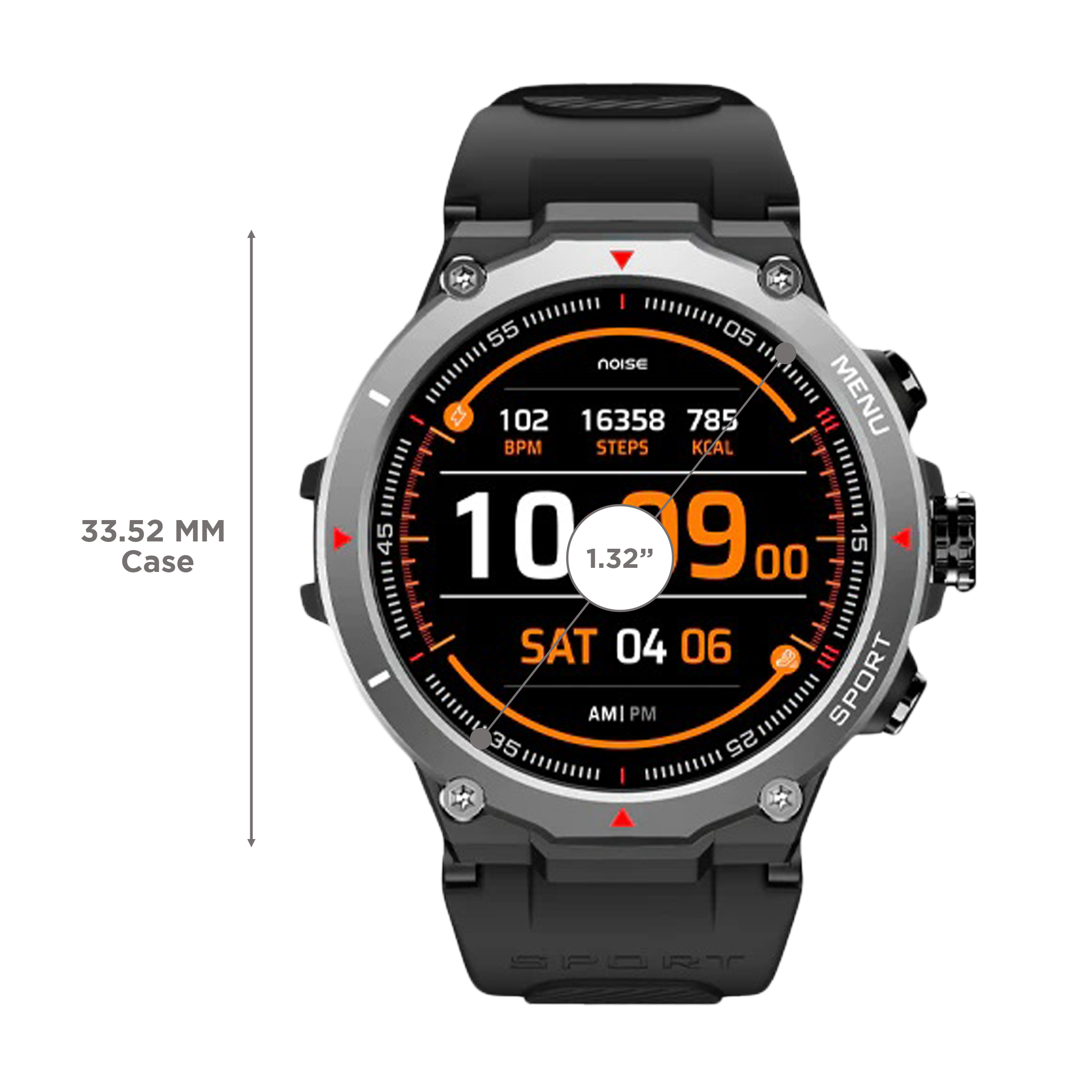 noise NoiseFit Force Smartwatch with Bluetooth Calling (33.52mm IPS Display, IP67 Water Resistant, Jet Black Strap)_3