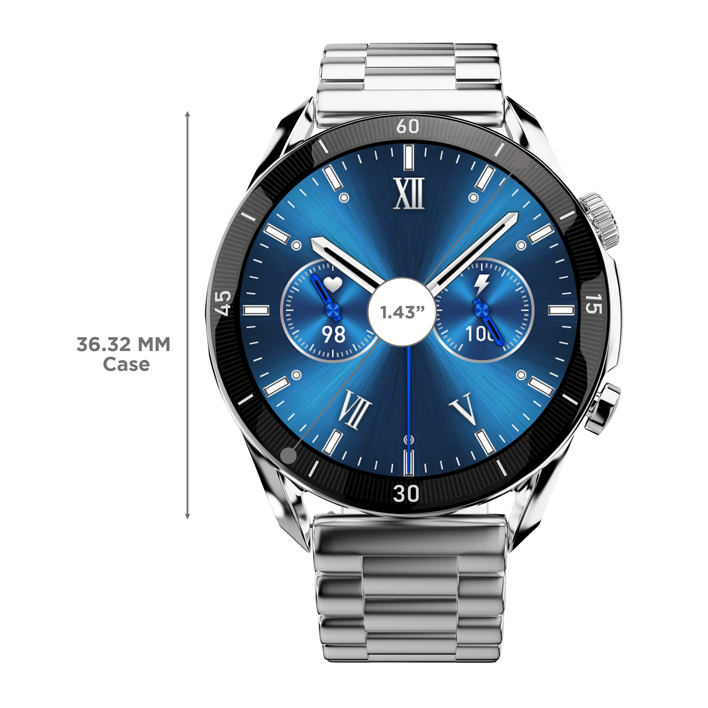 FIRE-BOLTT Legacy Smartwatch with Bluetooth Calling (36.32mm AMOLED Display, IP68 Water Resistant, Silver Strap) FIRE-BOLTT Legacy Smartwatch with Bluetooth Calling (36.32mm AMOLED Display, IP68 Water Resistant, Silver Strap)_3