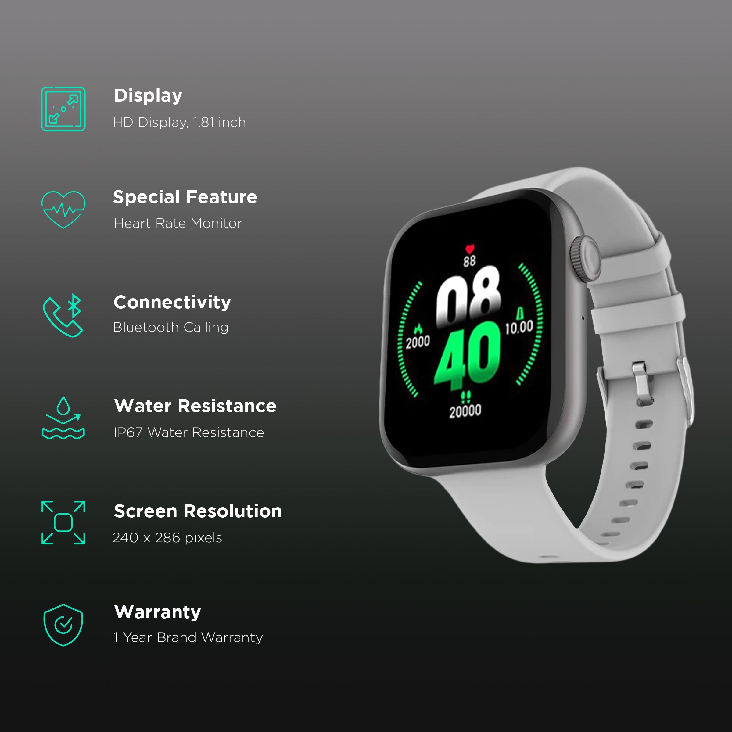 FIRE-BOLTT Fighter Smartwatch with Bluetooth Calling (1.81 Inch HD Display, Grey Strap) FIRE-BOLTT Fighter Smartwatch with Bluetooth Calling (1.81 Inch HD Display, Grey Strap)_2