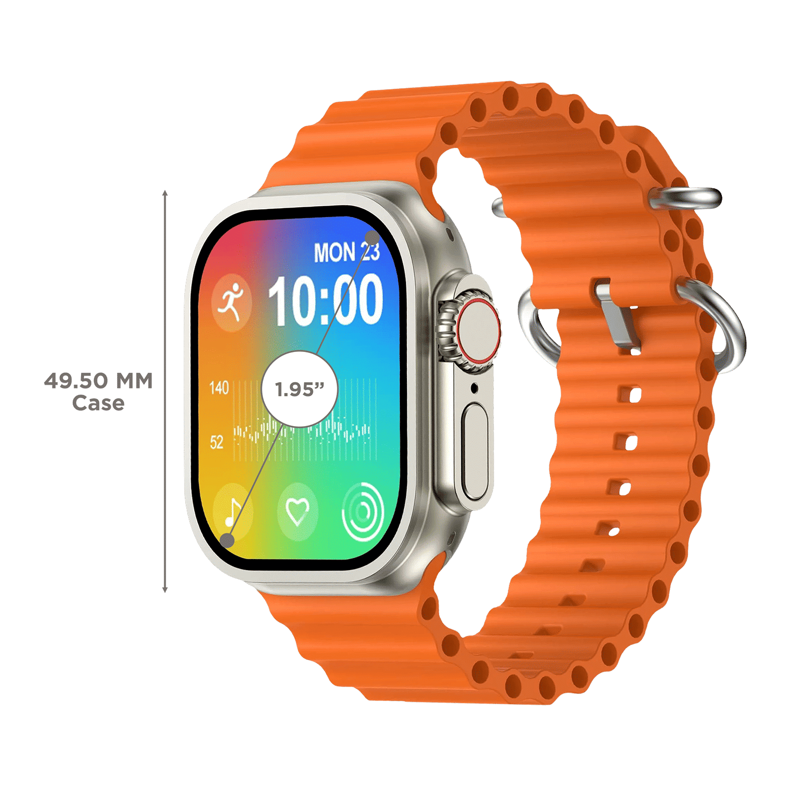 pebble Cosmos Engage Smartwatch with Bluetooth Calling (49.5mm IPS Display, IP67 Water Resistant, Salamander Orange Strap)_3