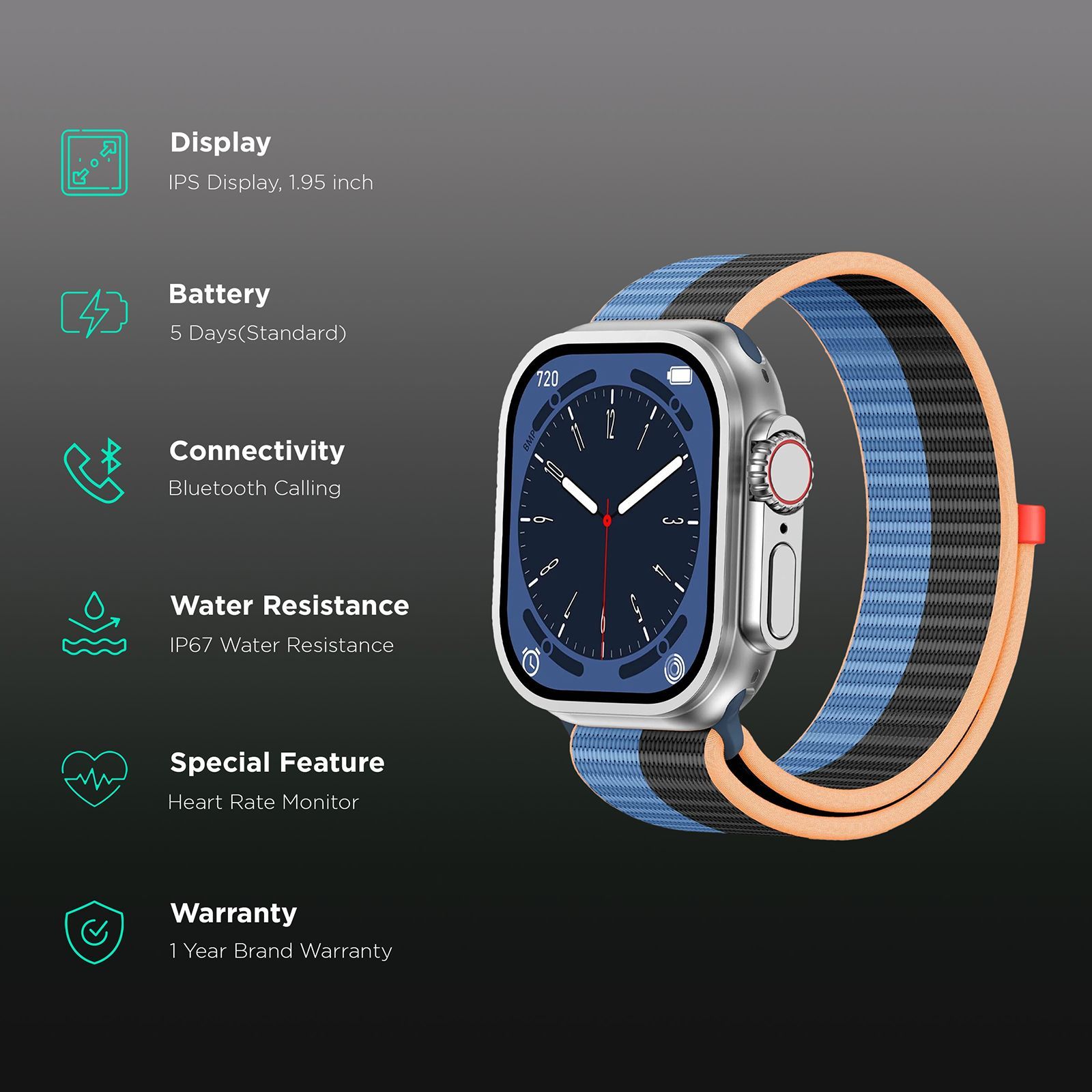 pebble Cosmos Engage Smartwatch with Bluetooth Calling (40.64mm IPS Display, IP67 Water Resistant, Celestial Blue Strap) pebble Cosmos Engage Smartwatch with Bluetooth Calling (40.64mm IPS Display, IP67 Water Resistant, Celestial Blue Strap)_2