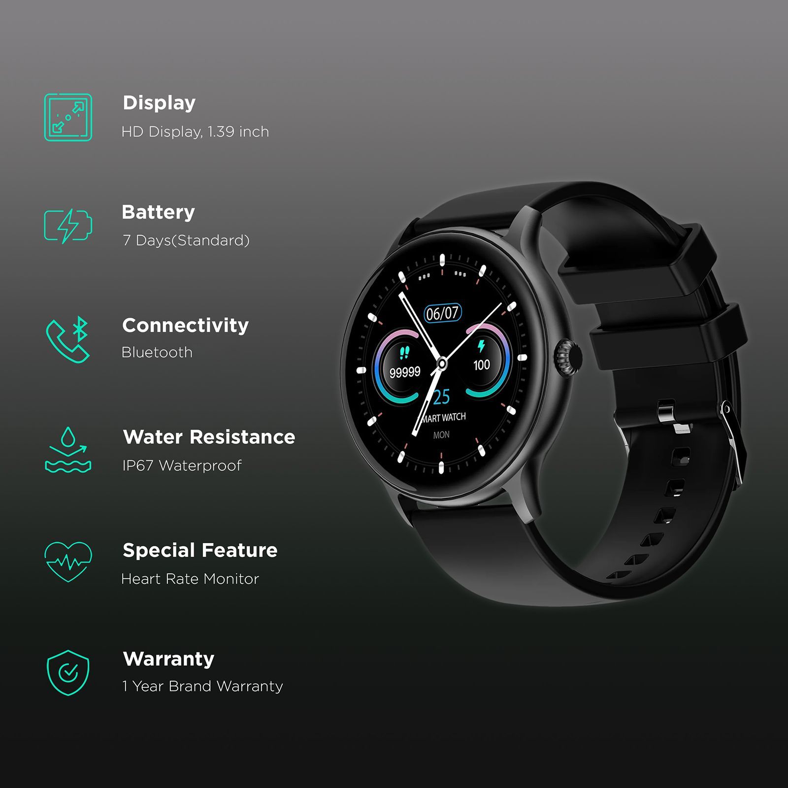 FIRE-BOLTT Hurricane Pro Smartwatch With Activity Tracker (35.3mm HD Display, IP67 Water Resistant, Black Strap) FIRE-BOLTT Hurricane Pro Smartwatch With Activity Tracker (35.3mm HD Display, IP67 Water Resistant, Black Strap)_2