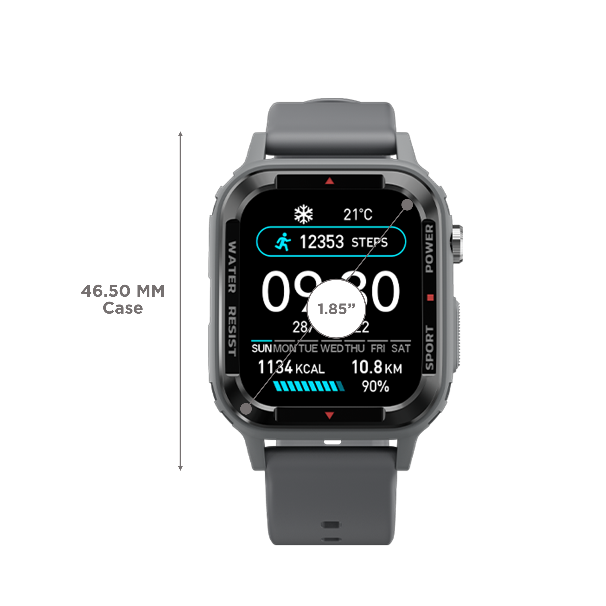 FIRE-BOLTT Tank Smartwatch with Bluetooth Calling (46.50mm Analog-Digital Display, IP67 Water Resistant, Grey Strap)_3