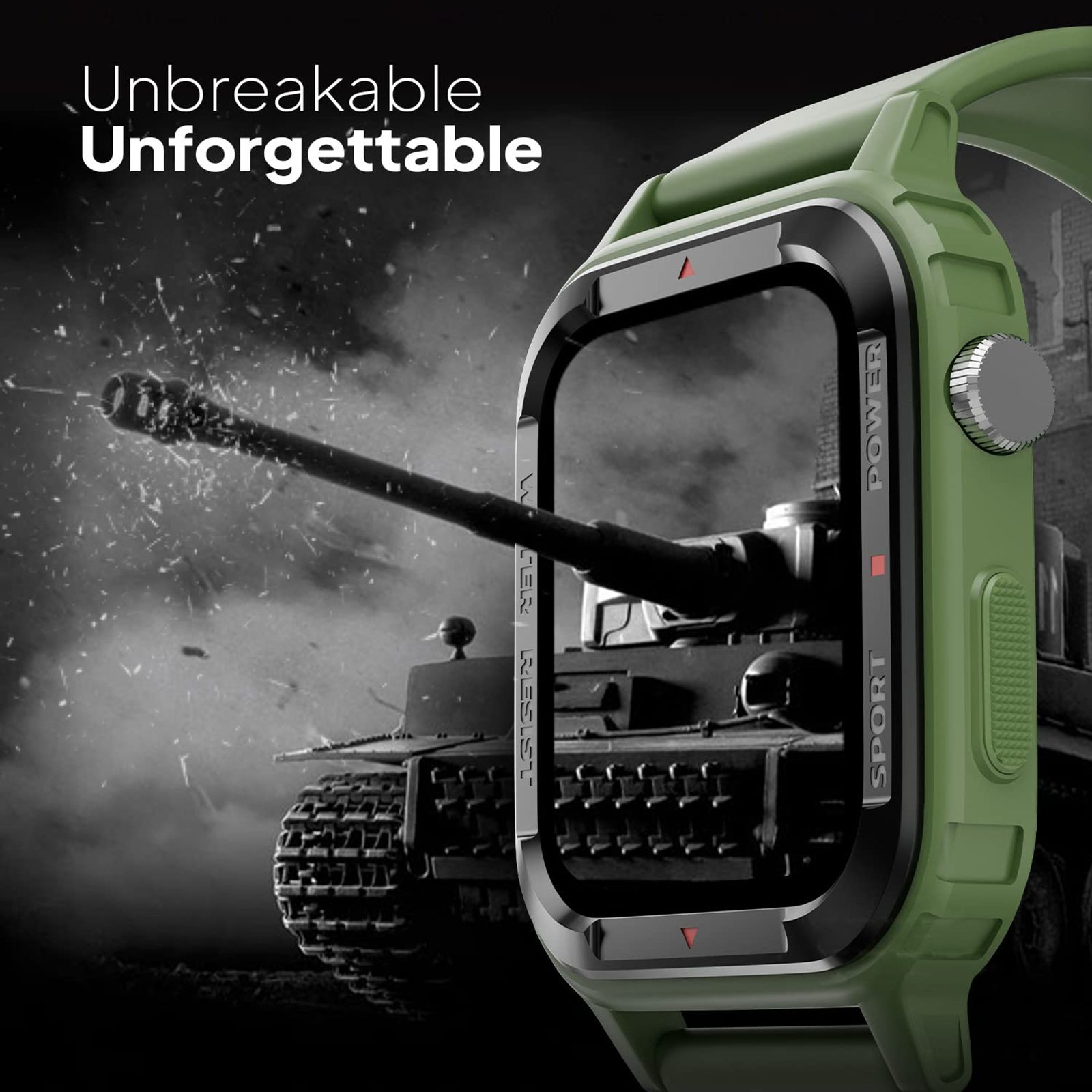 FIRE-BOLTT Tank Smartwatch with Bluetooth Calling (46.50mm Analog-Digital Display, IP67 Water Resistant, Green Strap)_4