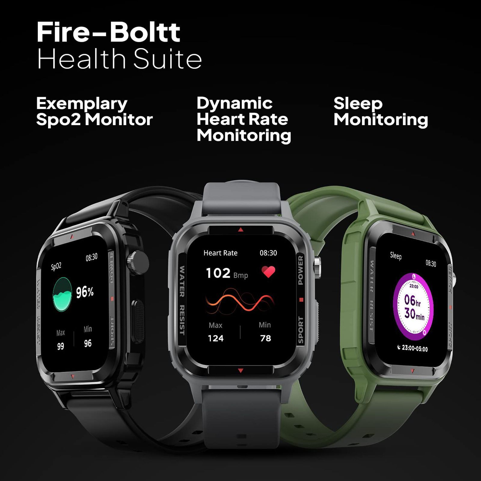 FIRE-BOLTT Tank Smartwatch with Bluetooth Calling (46.50mm Analog-Digital Display, IP67 Water Resistant, Green Strap)_9