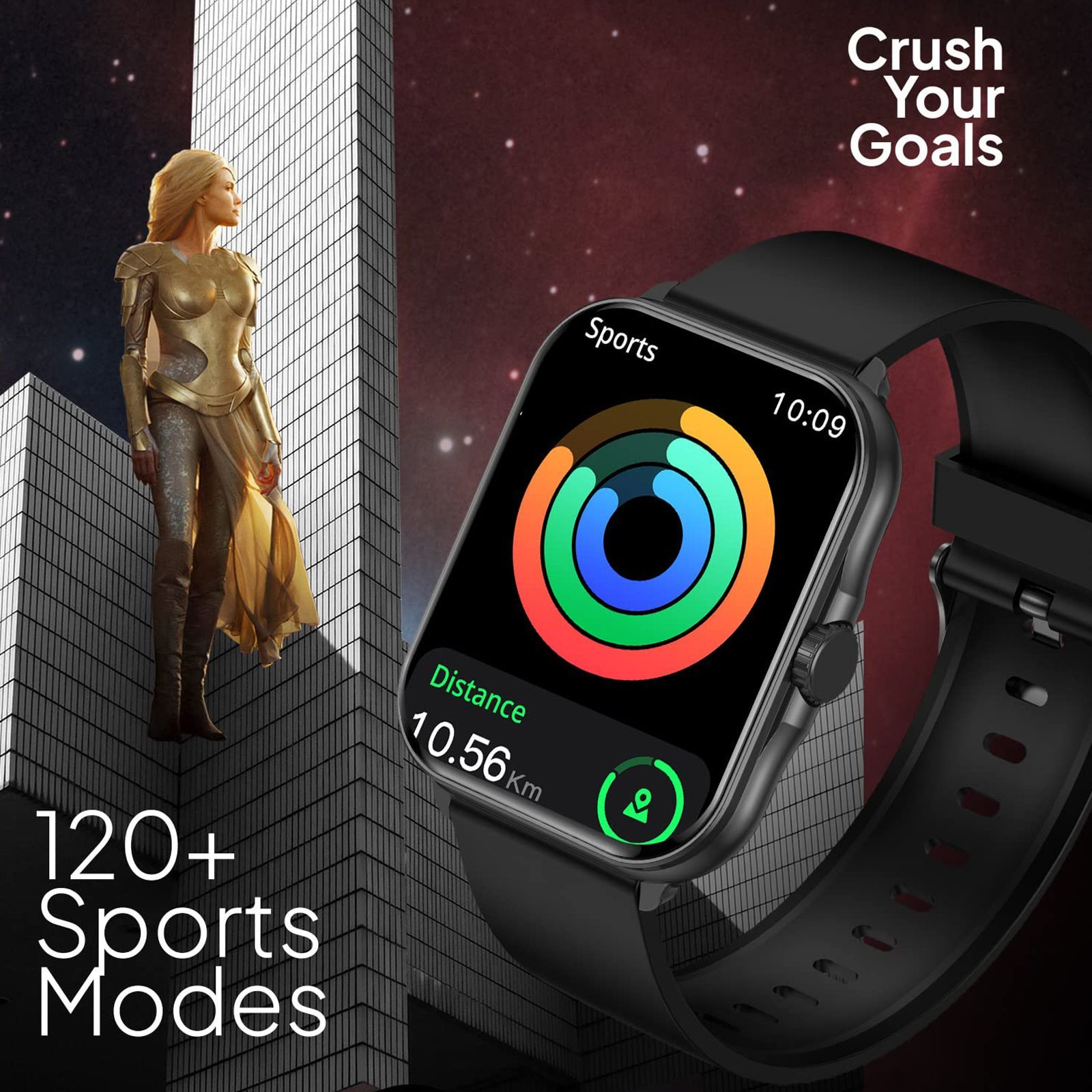 FIRE-BOLTT Eterno Smartwatch with Bluetooth Calling (50.55mm LED Display, IP68 Water Resistant, Black Strap)_5