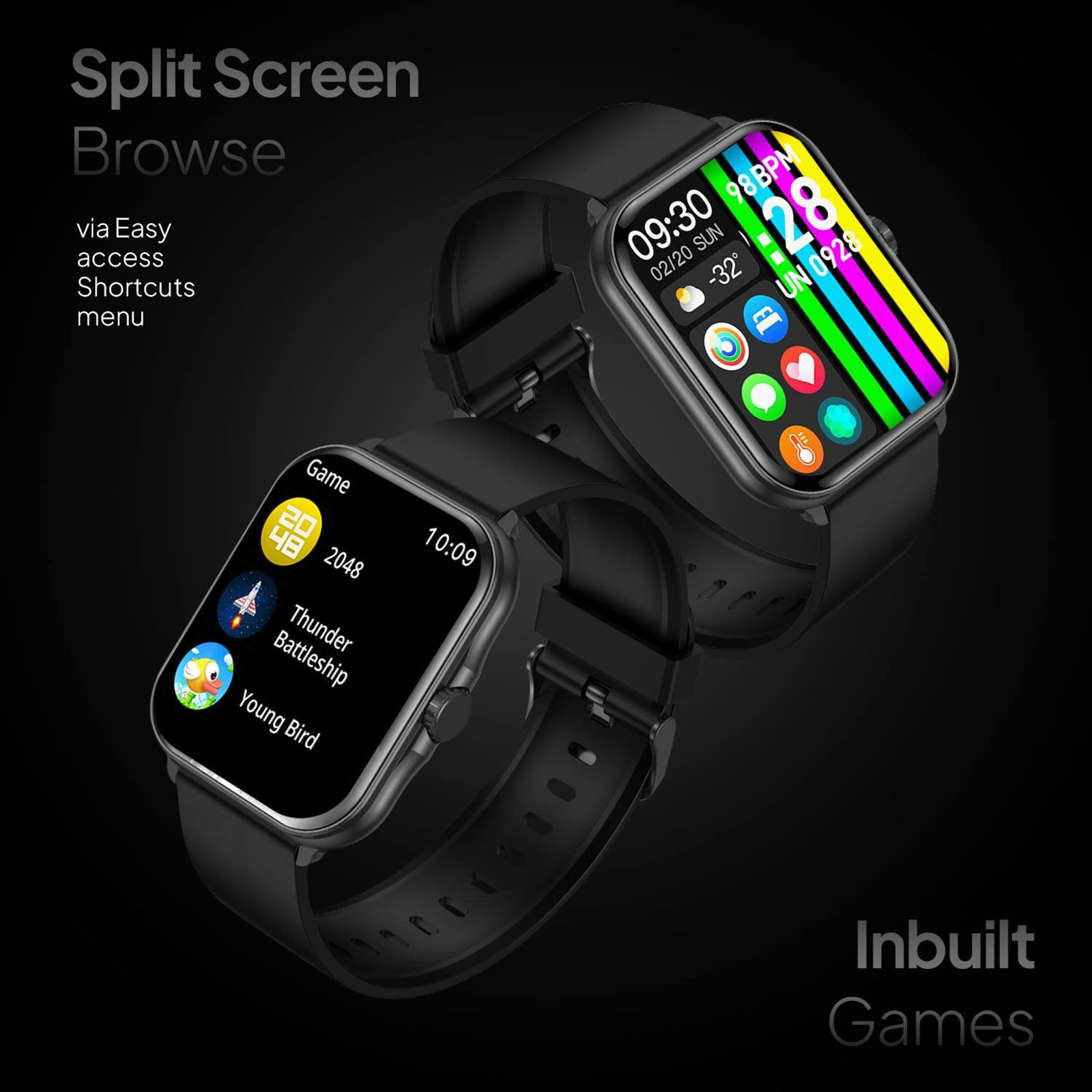 FIRE-BOLTT Eterno Smartwatch with Bluetooth Calling (50.55mm LED Display, IP68 Water Resistant, Black Strap)_6