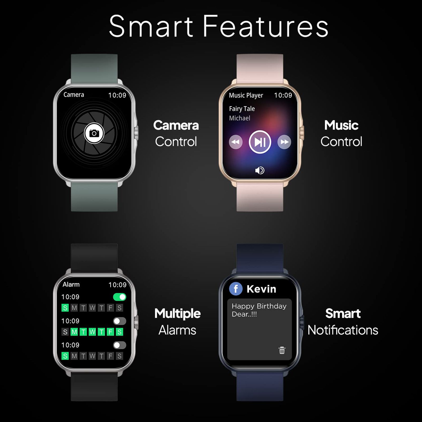 FIRE-BOLTT Eterno Smartwatch with Bluetooth Calling (50.55mm LED Display, IP68 Water Resistant, Black Strap)_7