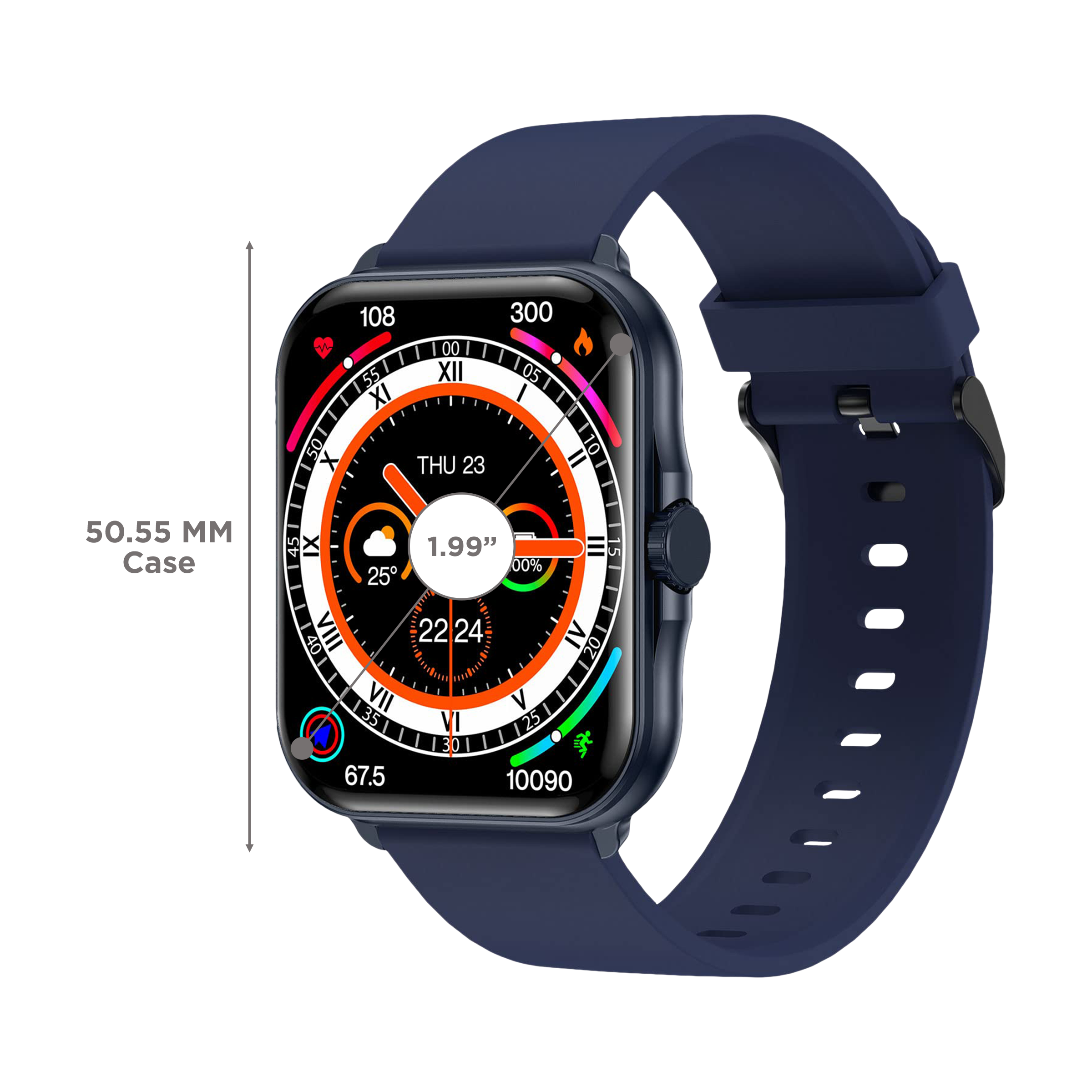 FIRE-BOLTT Eterno Smartwatch with Bluetooth Calling (50.55mm LED Display, IP68 Water Resistant, Blue Strap)_3