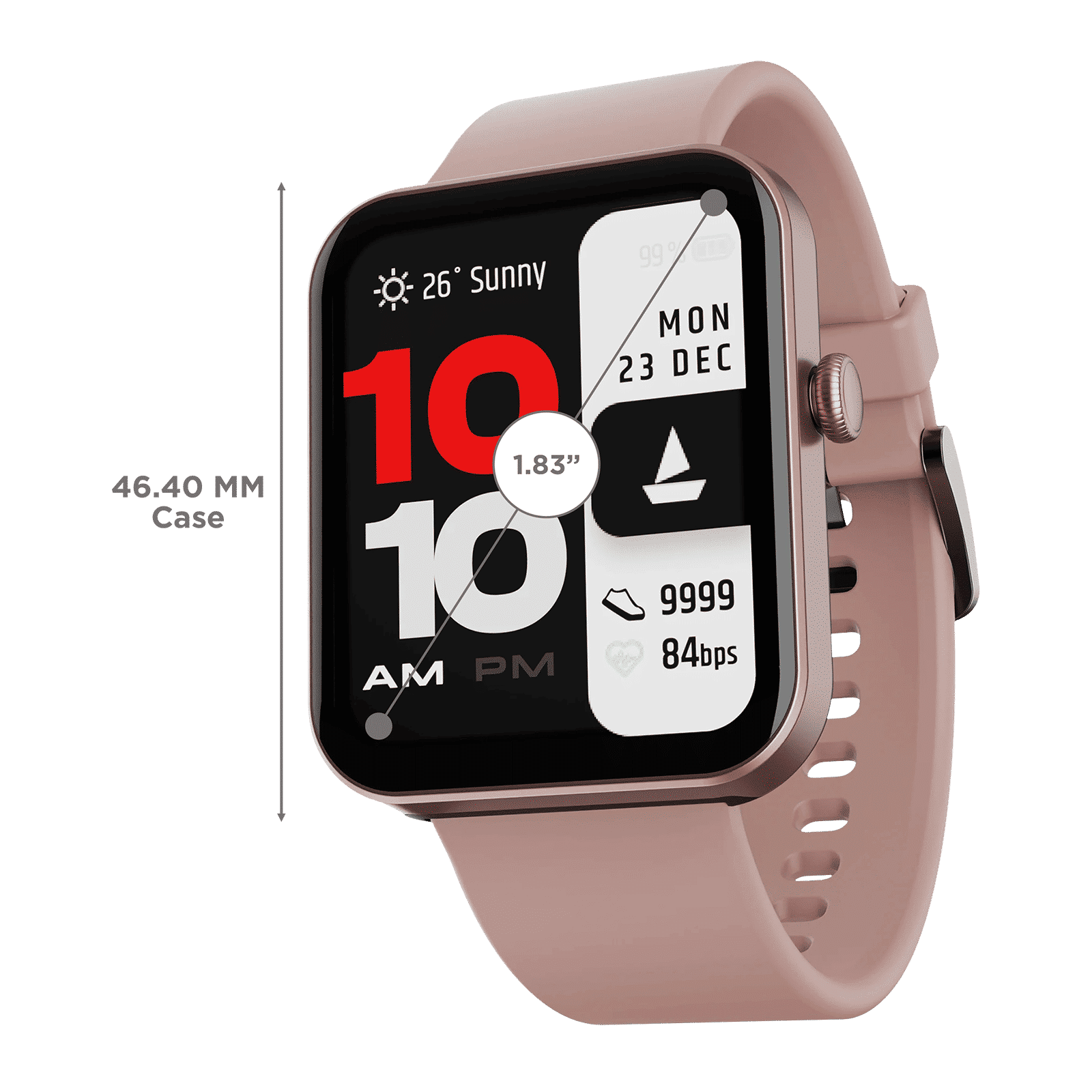 boAt Wave Stride Voice Smartwatch with Bluetooth Calling (46.4mm HD Display, IP68 Water Resistant, Cherry Blossom Strap)_3