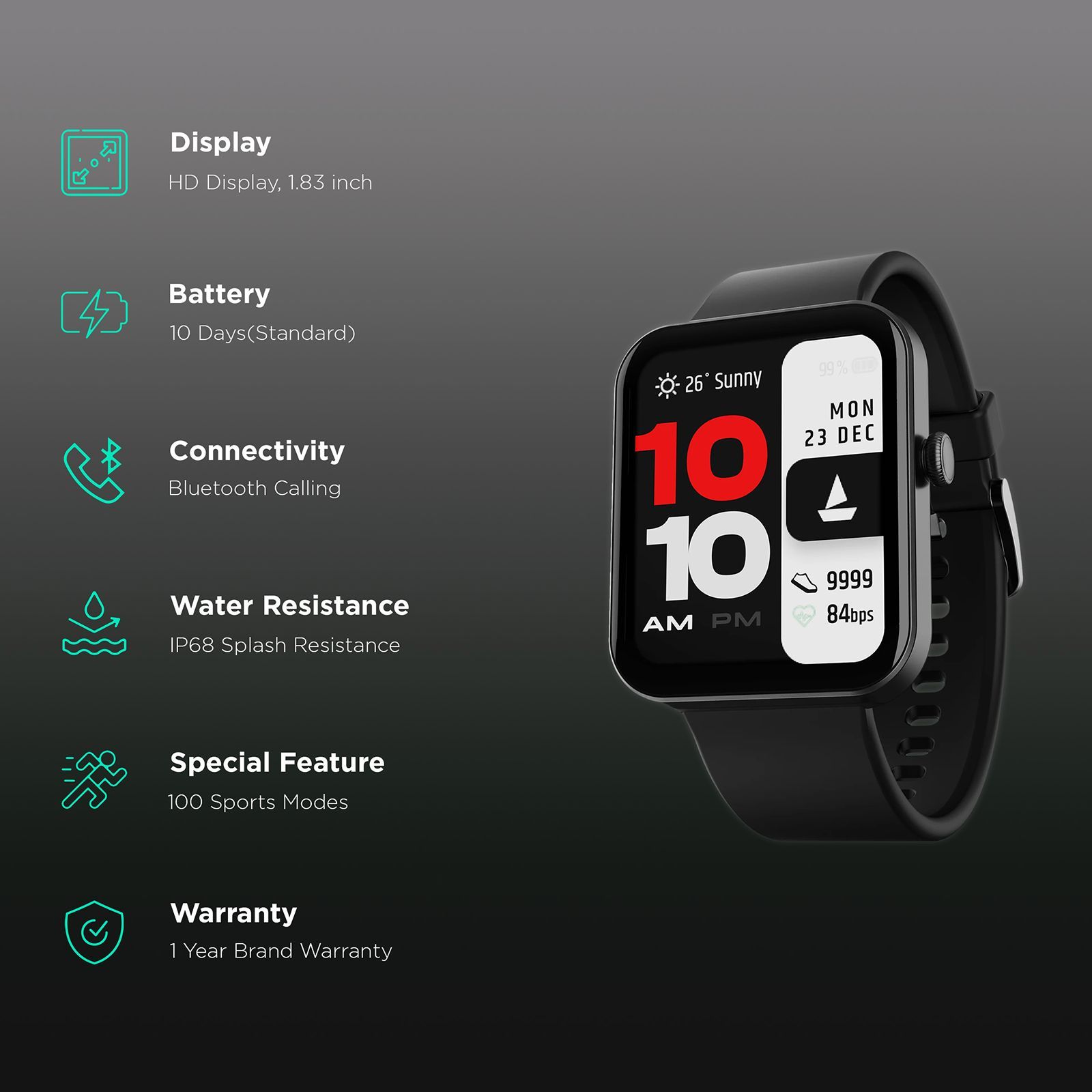 boAt Wave Stride Voice Smartwatch with Bluetooth Calling (46.4mm HD Display, IP68 Water Resistant, Active Black Strap) boAt Wave Stride Voice Smartwatch with Bluetooth Calling (46.4mm HD Display, IP68 Water Resistant, Active Black Strap)_2