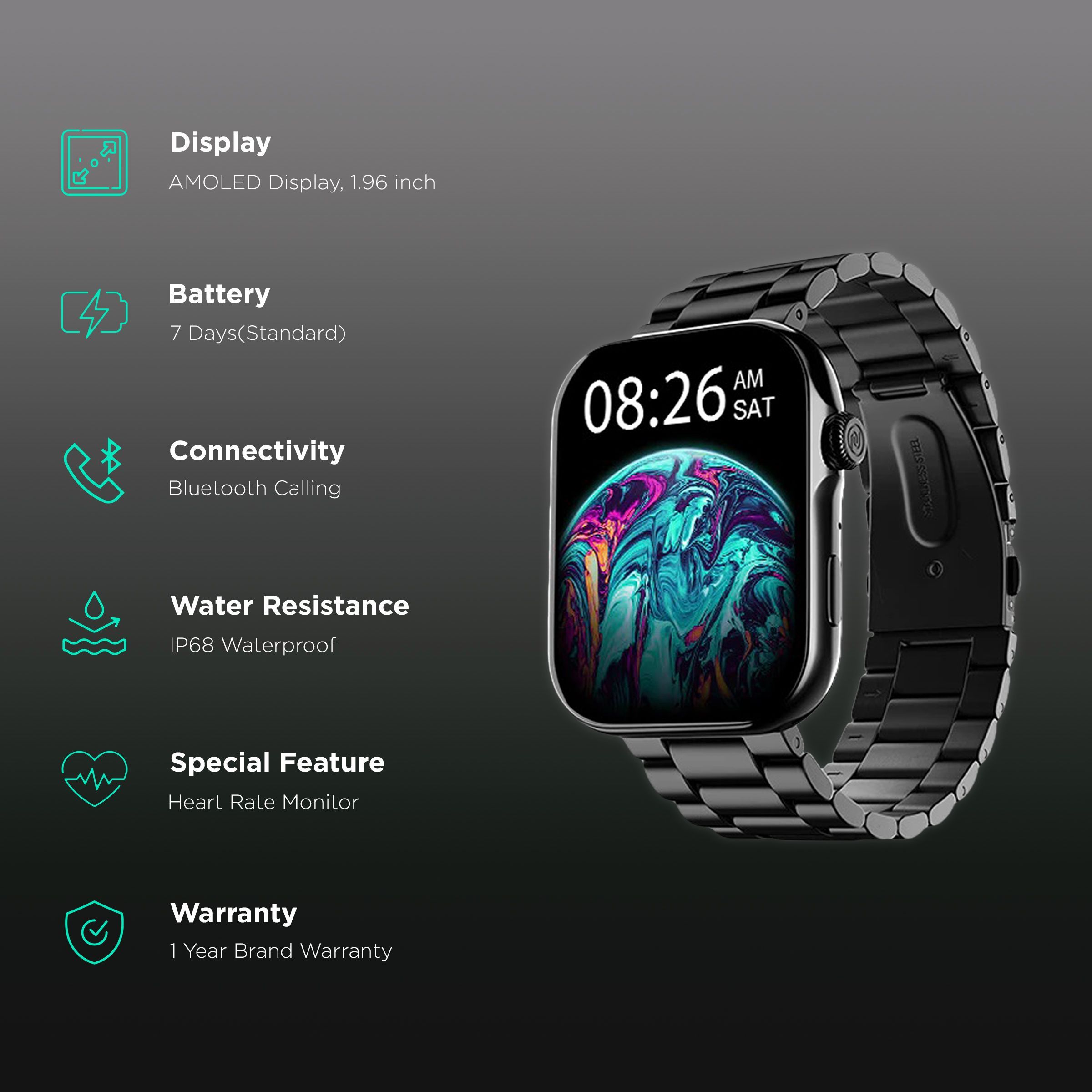 noise ColorFit Ultra 3 Smartwatch with Bluetooth Calling (49mm AMOLED Display, IP68 Water Resistant, Black Elite Edition Strap) noise ColorFit Ultra 3 Smartwatch with Bluetooth Calling (49mm AMOLED Display, IP68 Water Resistant, Black Elite Edition Strap)_2