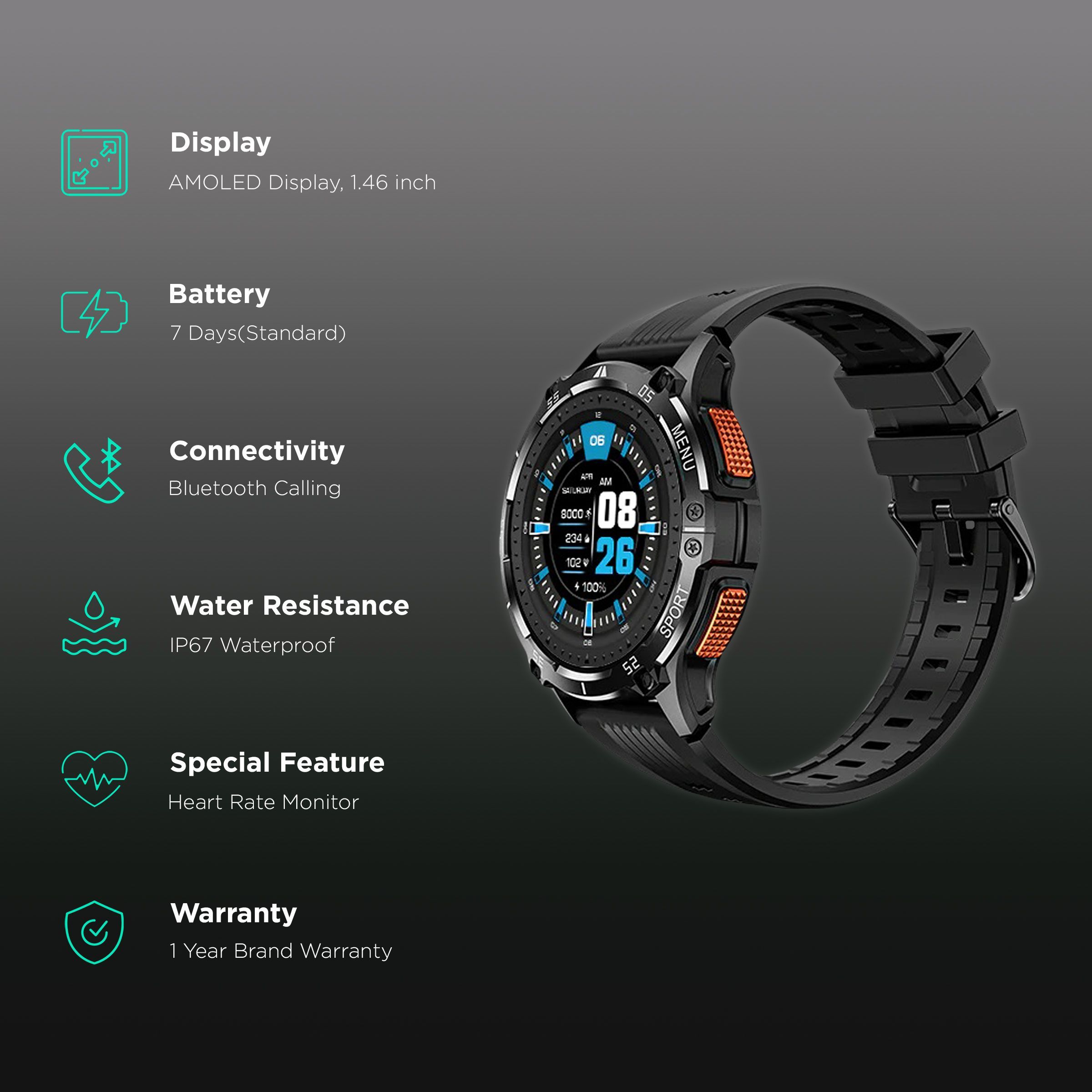 noise NoiseFit Force Plus Smartwatch with Bluetooth Calling (37.08mm AMOLED Display, IP67 Water Resistant, Jet Black Strap) noise NoiseFit Force Plus Smartwatch with Bluetooth Calling (37.08mm AMOLED Display, IP67 Water Resistant, Jet Black Strap)_2