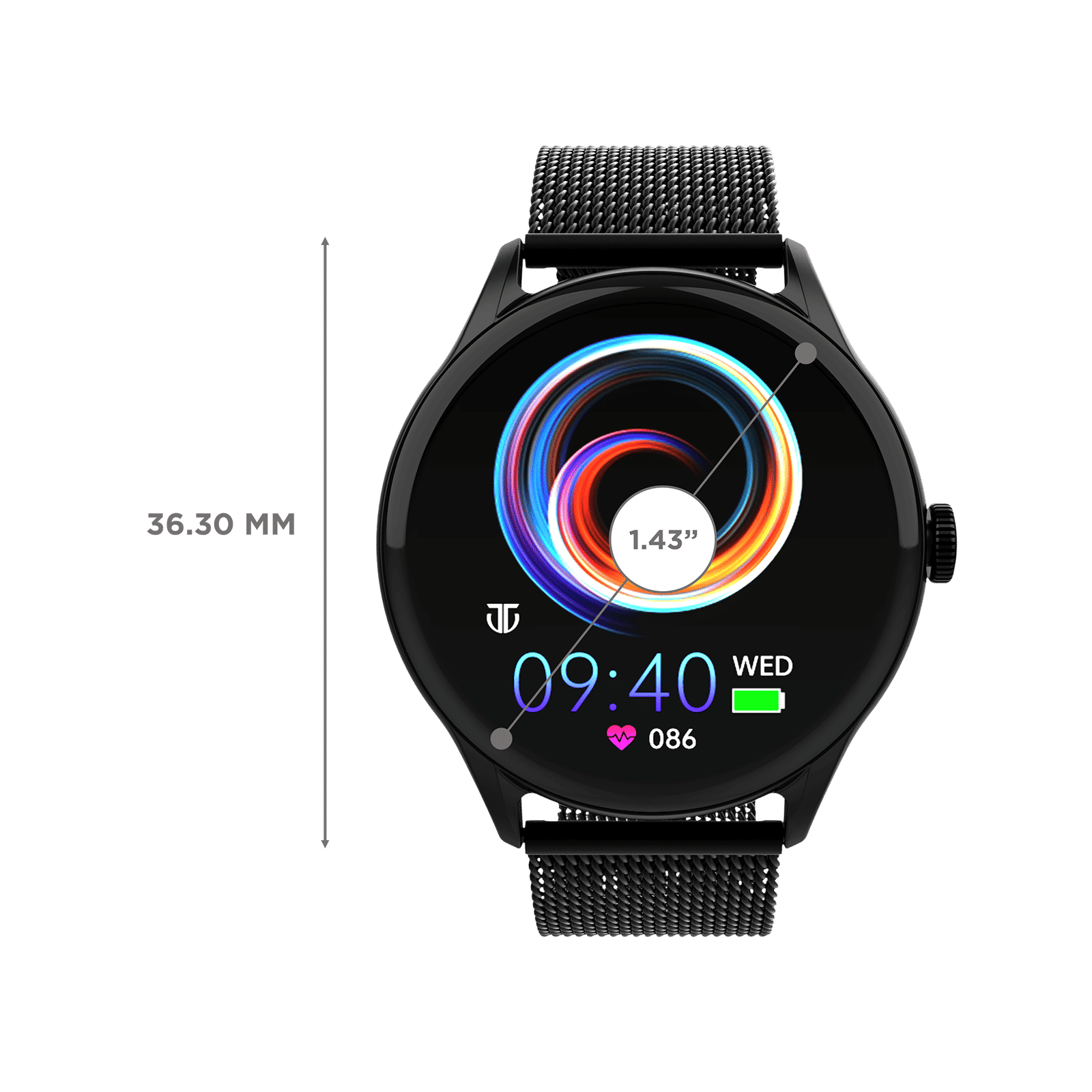 TITAN Evoke Smartwatch with Bluetooth Calling (36.32mm AMOLED Display, IP68 Water Resistant, Black Strap)_3