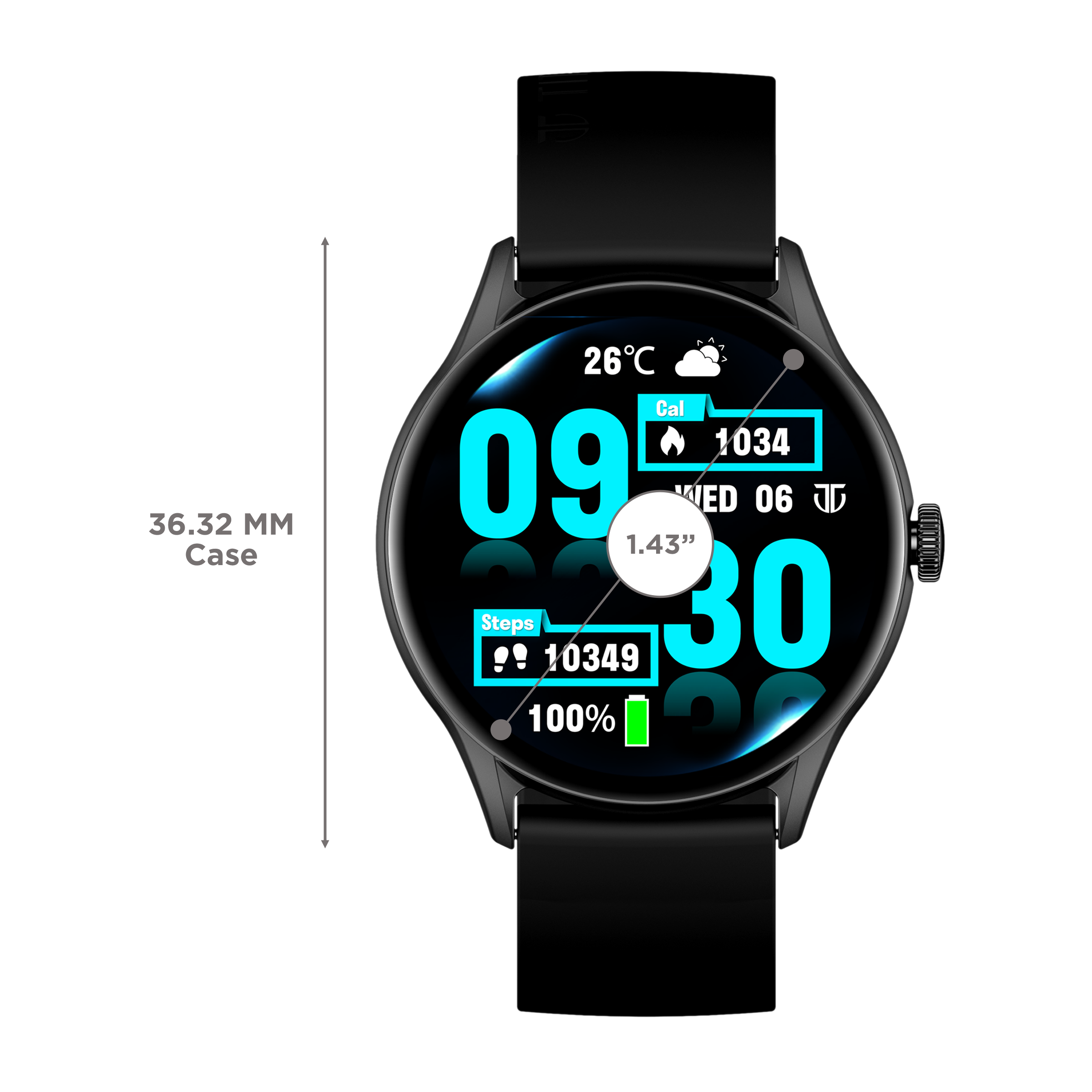 TITAN Evoke Smartwatch with Bluetooth Calling (36.32mm AMOLED Display, IP68 Water Resistant, Black Strap)_3