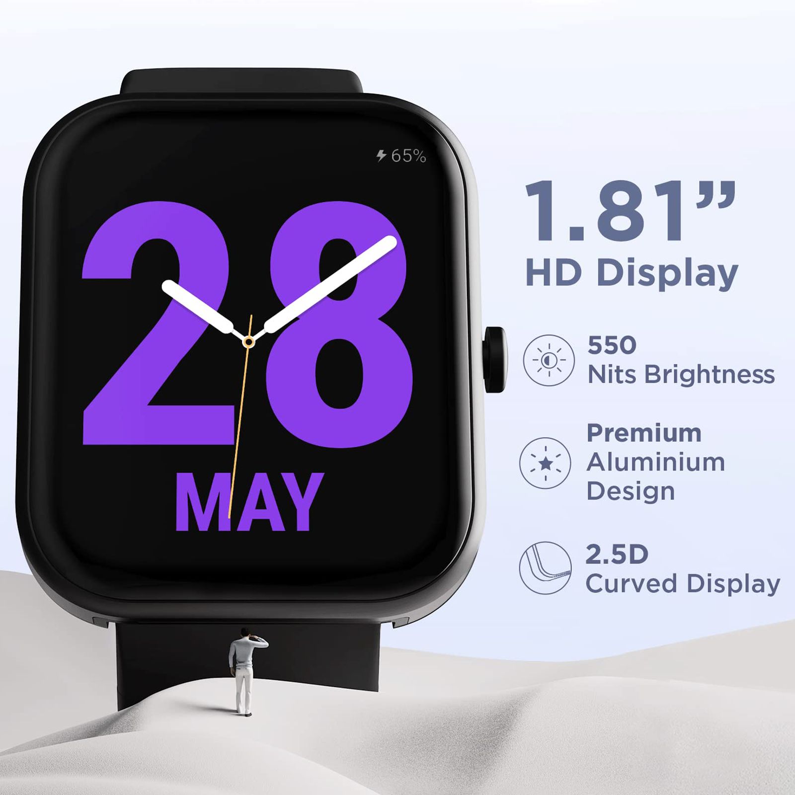 boAt Wave Electra Smartwatch with Bluetooth Calling (46mm HD Curved Display, IP68 Water Resistant, Charcoal Black Strap)_7