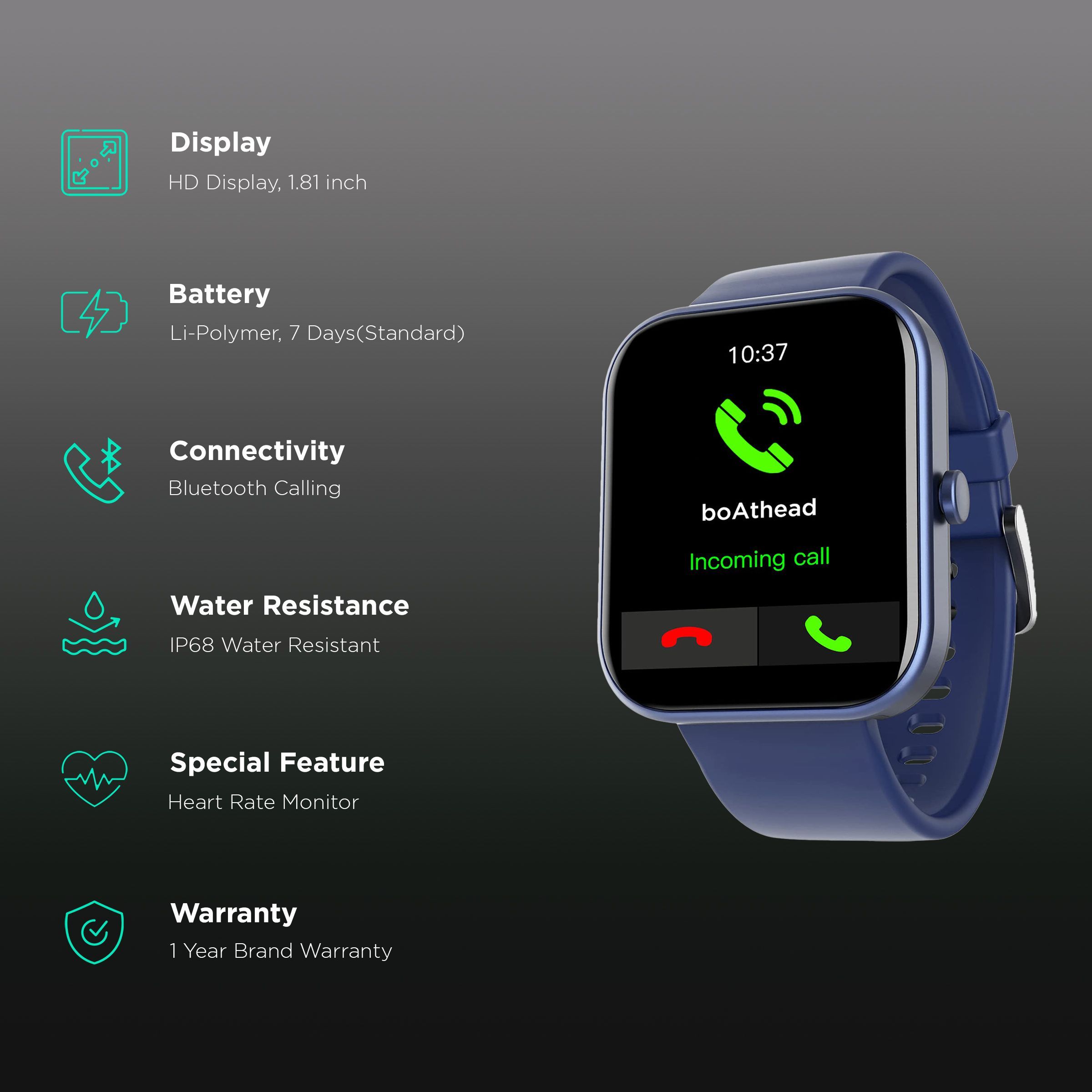 boAt Wave Electra Smartwatch with Bluetooth Calling (46mm HD Curved Display, IP68 Water Resistant, Deep Blue Strap) boAt Wave Electra Smartwatch with Bluetooth Calling (46mm HD Curved Display, IP68 Water Resistant, Deep Blue Strap)_2