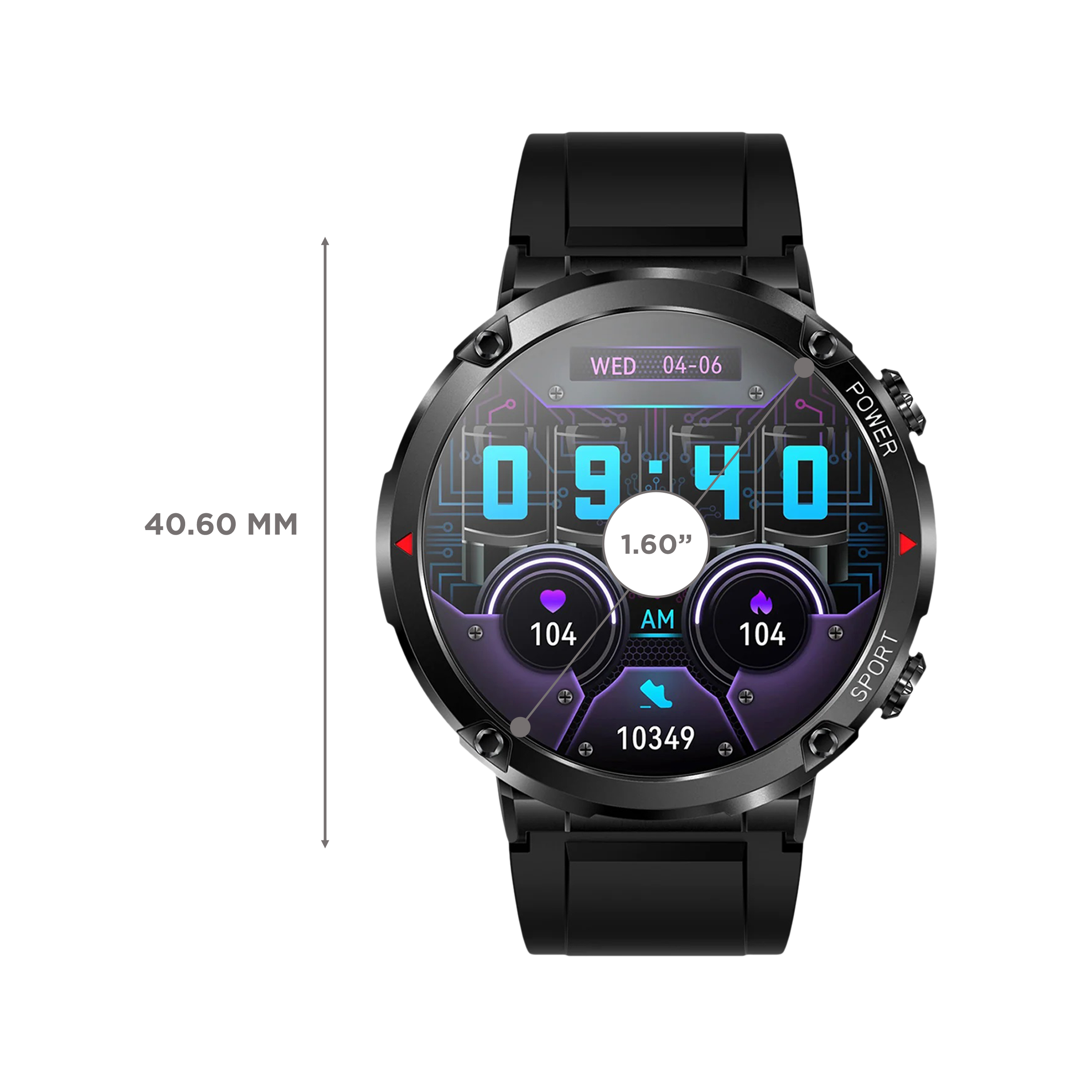 FIRE-BOLTT Sphere Smartwatch with Bluetooth Calling (40.6mm HD Display, IP68 Water Resistant, Black Strap)_3