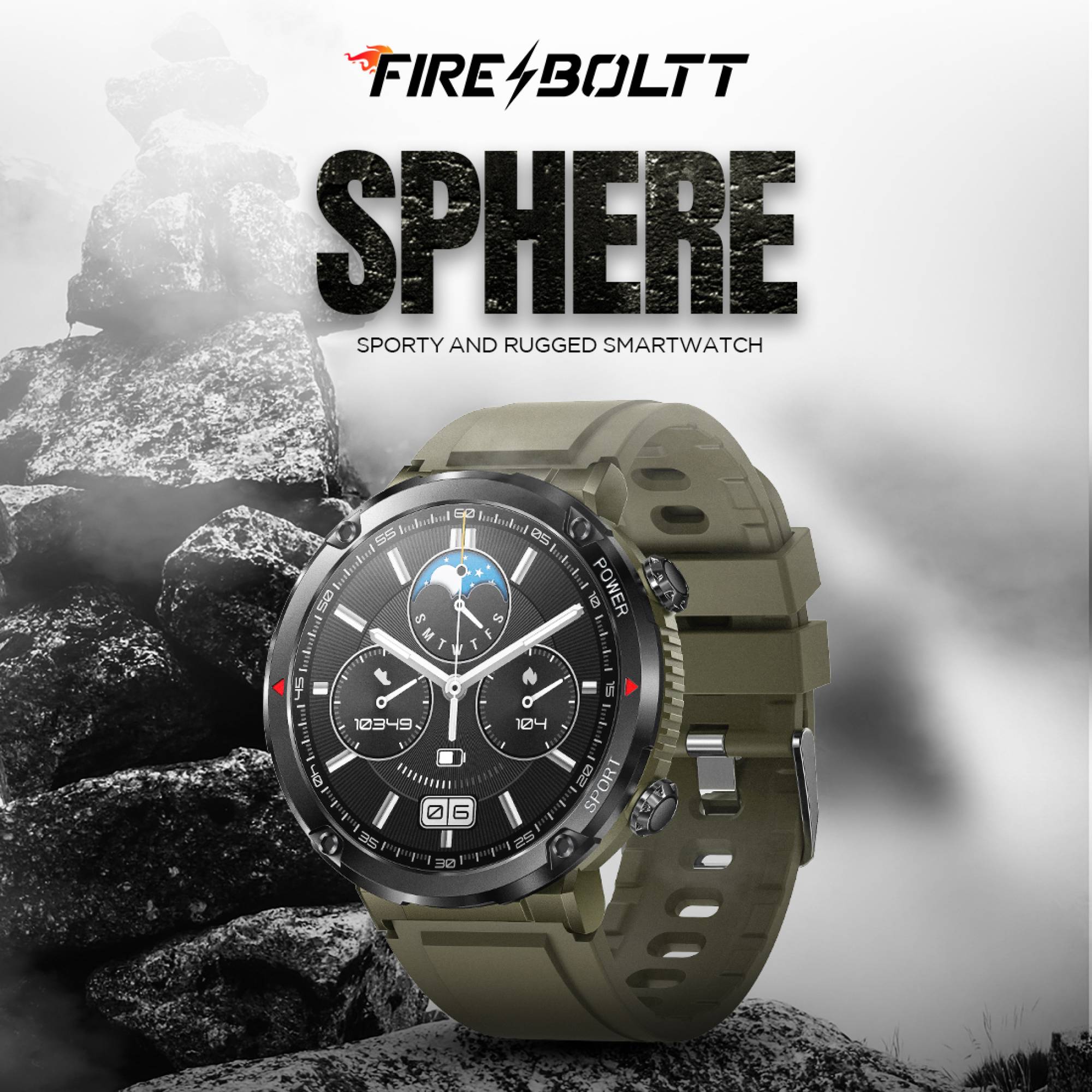 FIRE-BOLTT Sphere Smartwatch with Bluetooth Calling (40.6mm HD Display, IP68 Water Resistant, Green Forest Strap)_8
