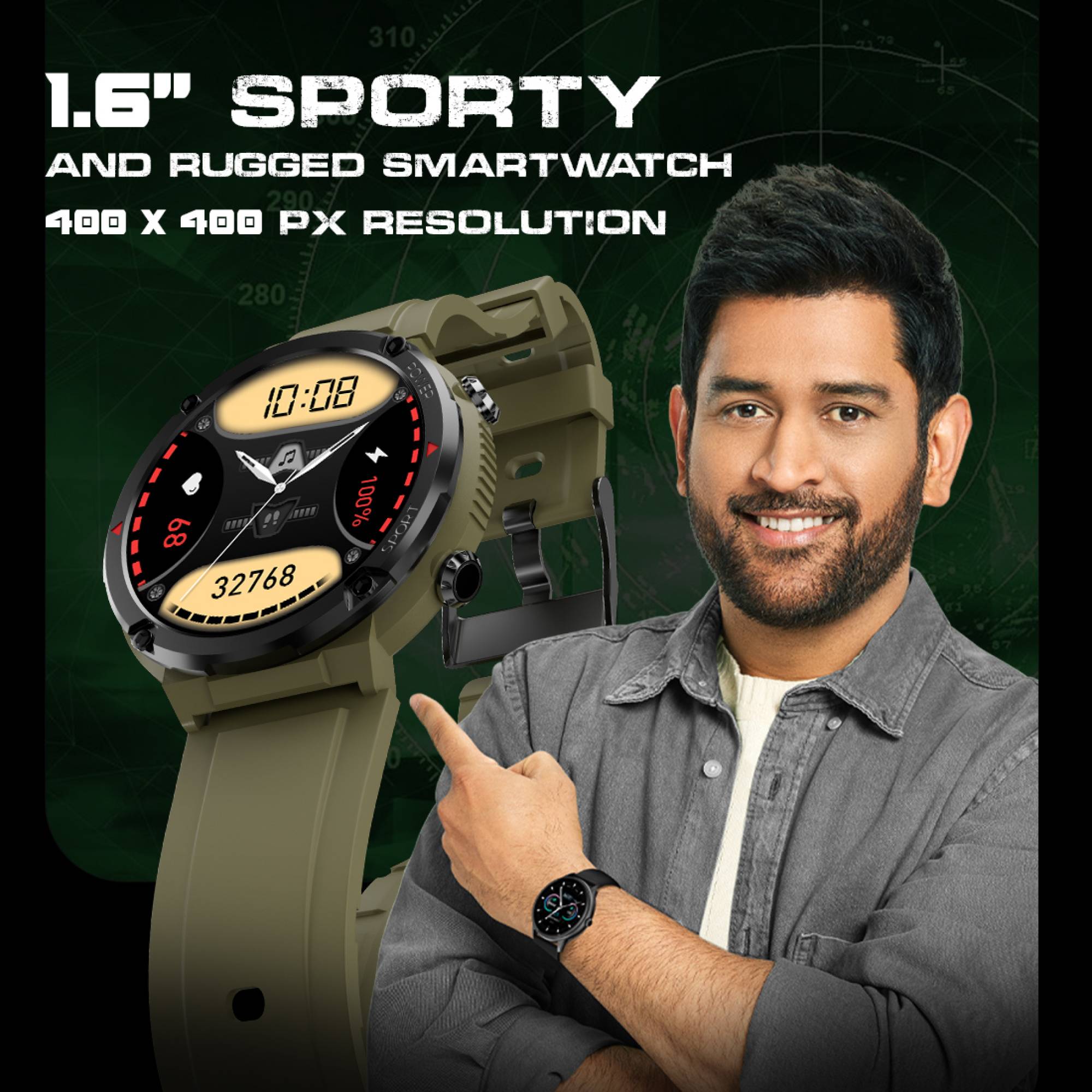 FIRE-BOLTT Sphere Smartwatch with Bluetooth Calling (40.6mm HD Display, IP68 Water Resistant, Green Forest Strap)_9