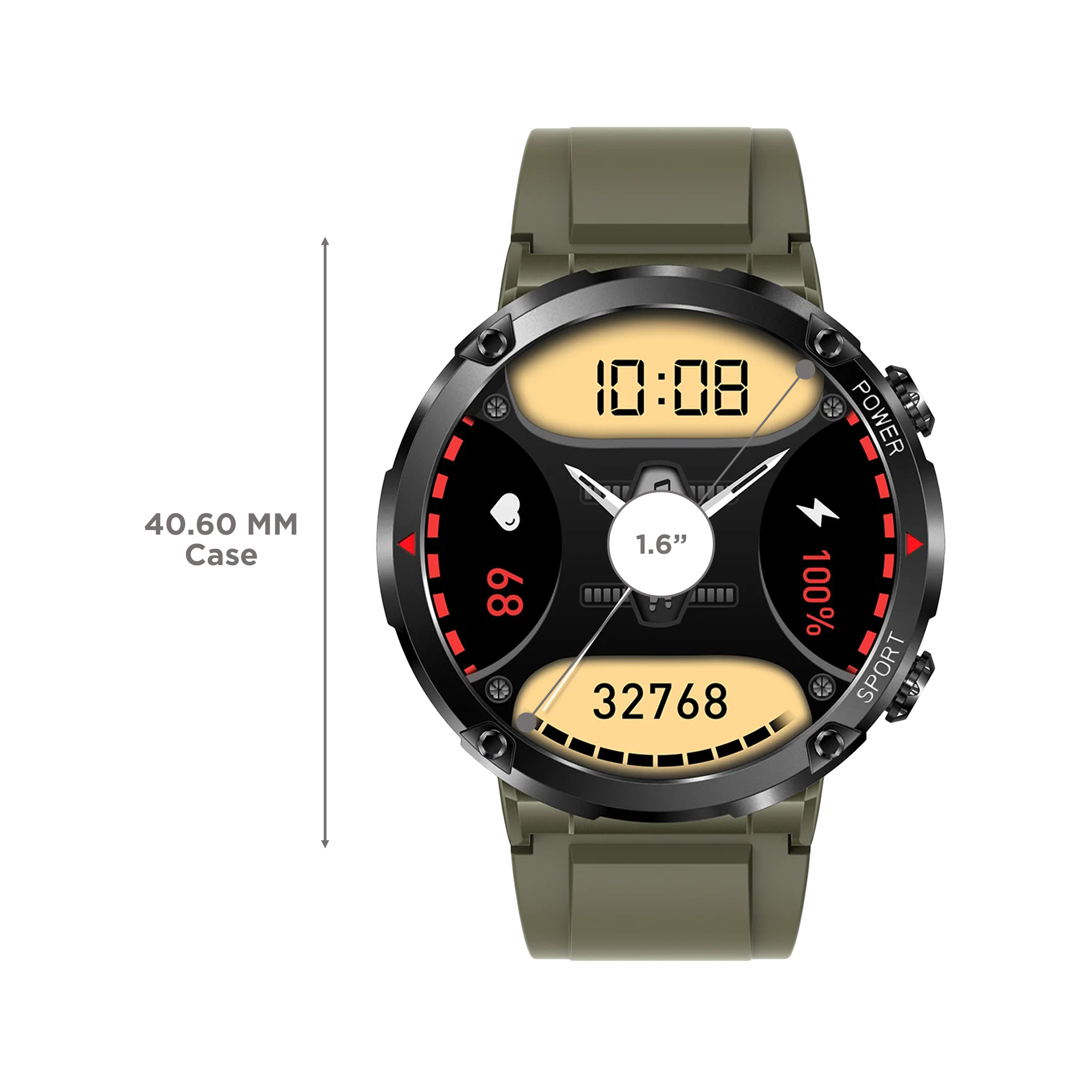 FIRE-BOLTT Sphere Smartwatch with Bluetooth Calling (40.6mm HD Display, IP68 Water Resistant, Green Forest Strap)_3
